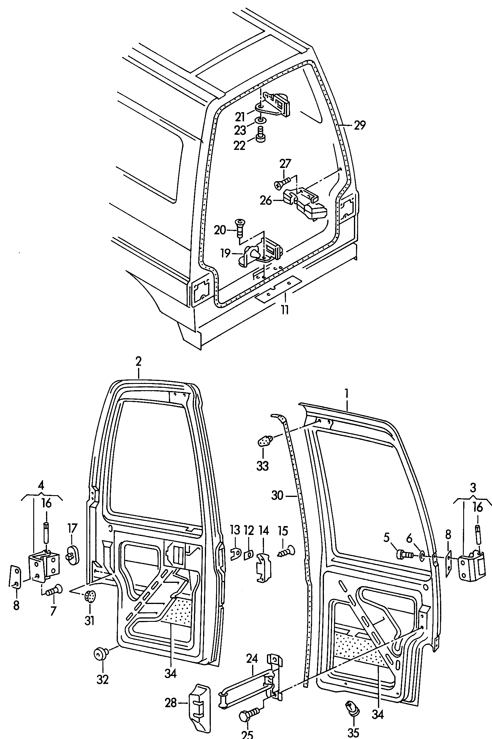 hohe Fluegeltueren; Tuerscharnier - Transporter(TR)  