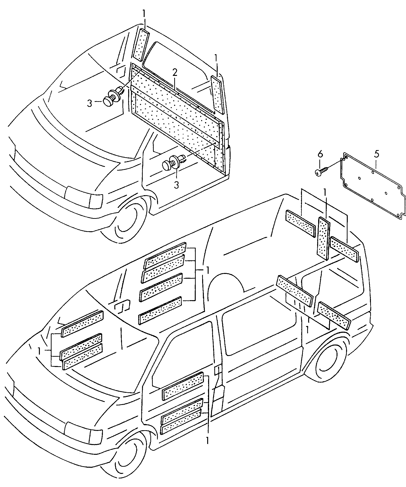 sound absorber for side panel; rear lid - Transporter(TR)  