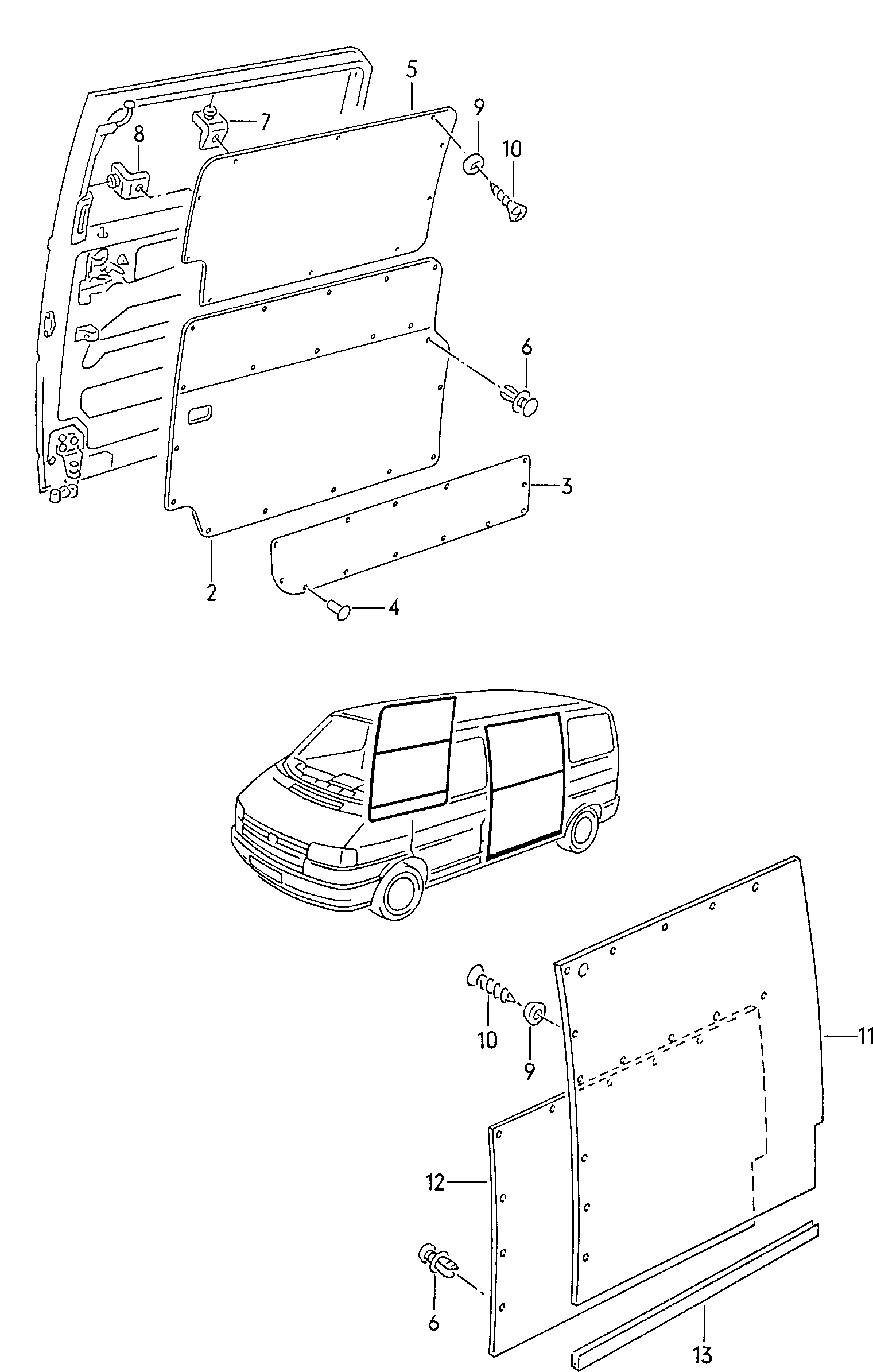 side panel trim; sliding door trim - Transporter(TR)  