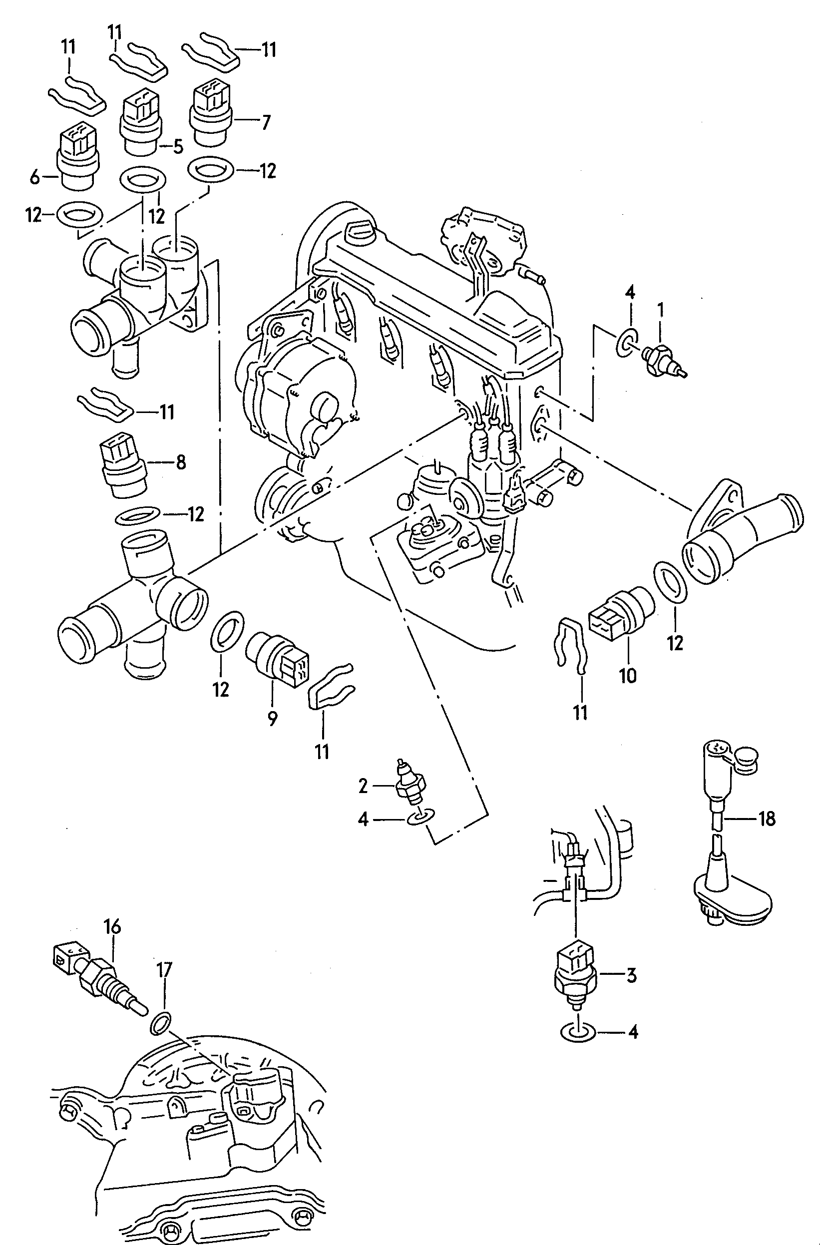 spinace a cidla na motoru a
prevodovku - Transporter(TR)  