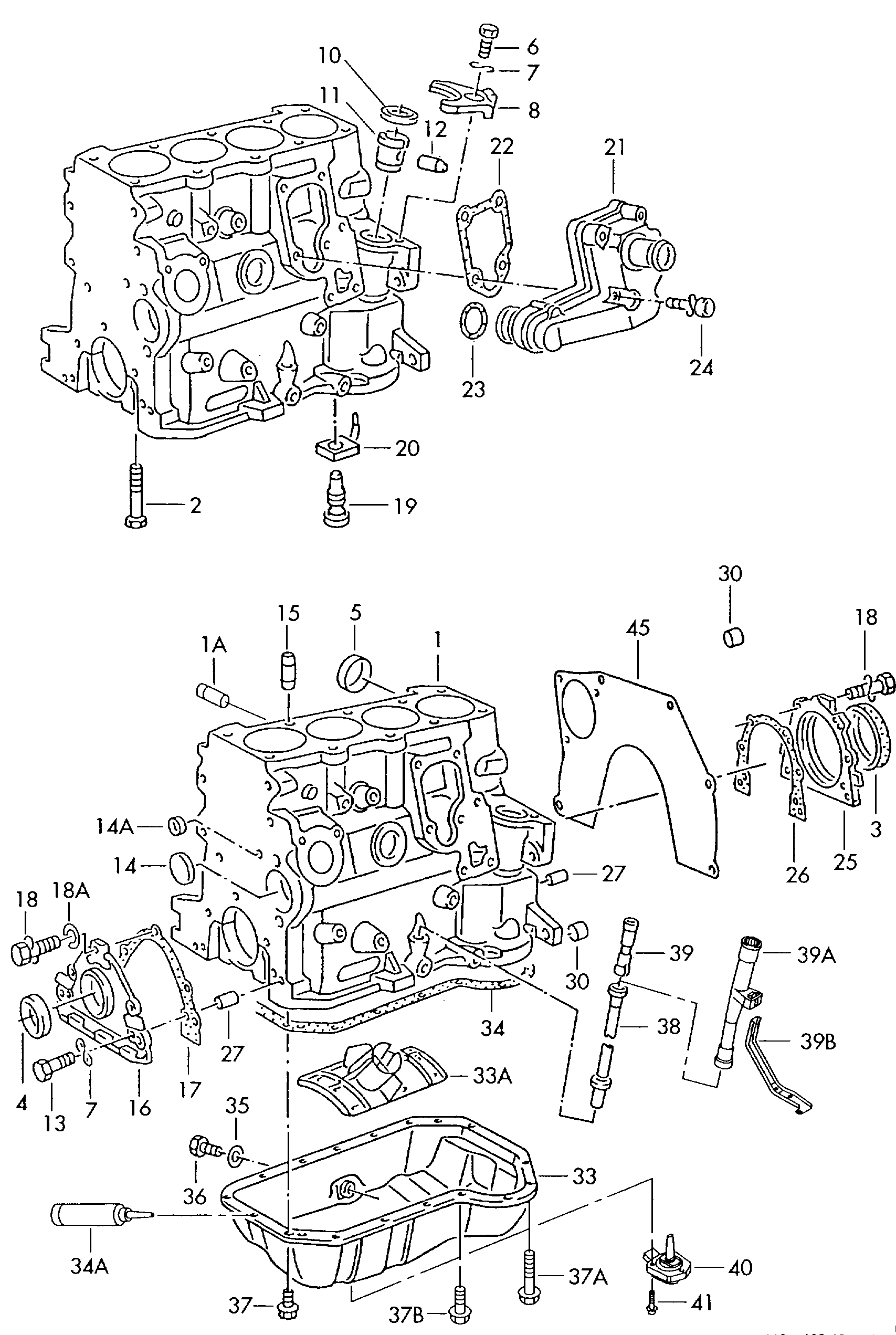 cylinder block with pistons; oil sump - Audi A4/Avant(A4)  