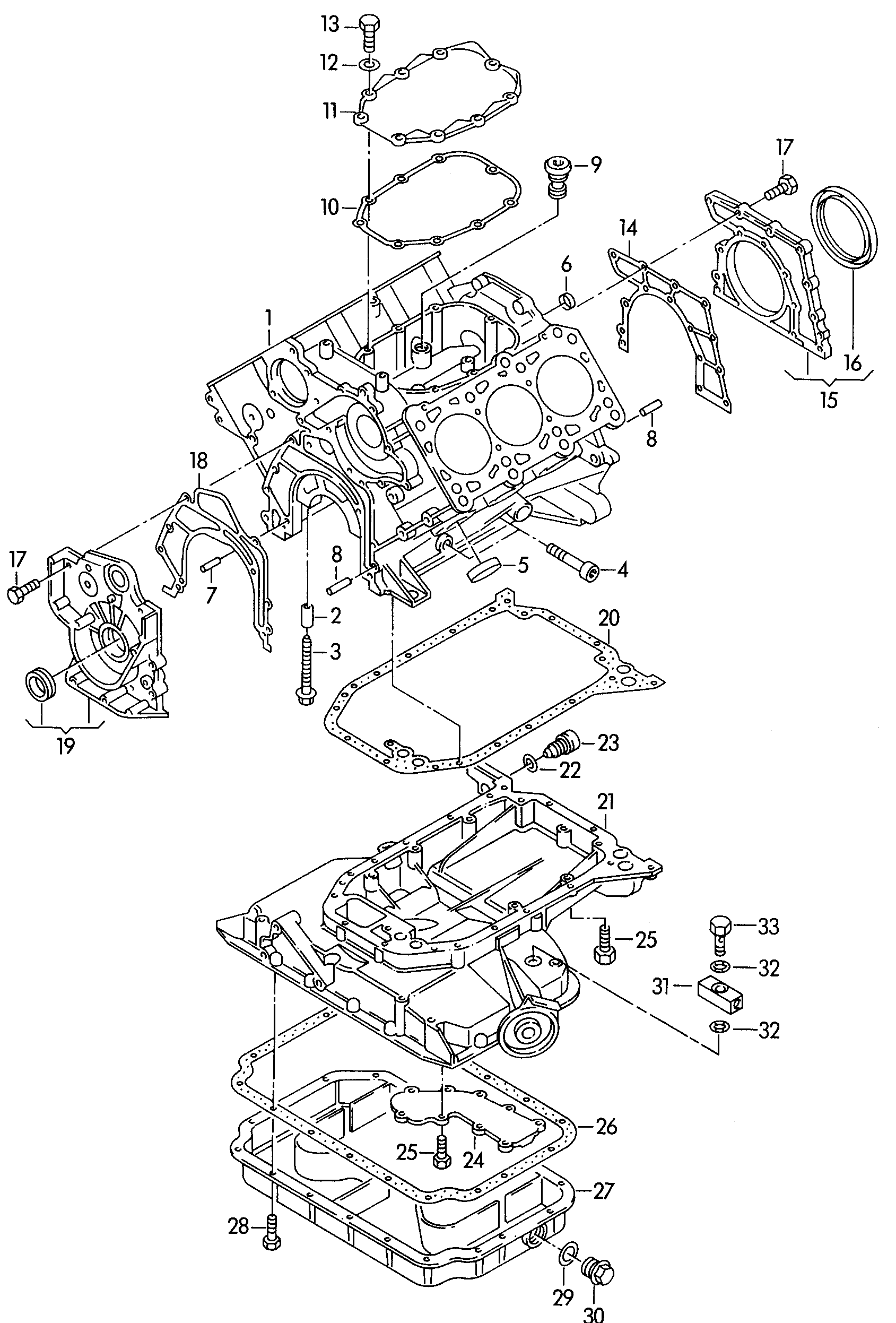 Zylinderblock mit Kolben; Oelwanne - Audi 80/90/Avant(A80)  