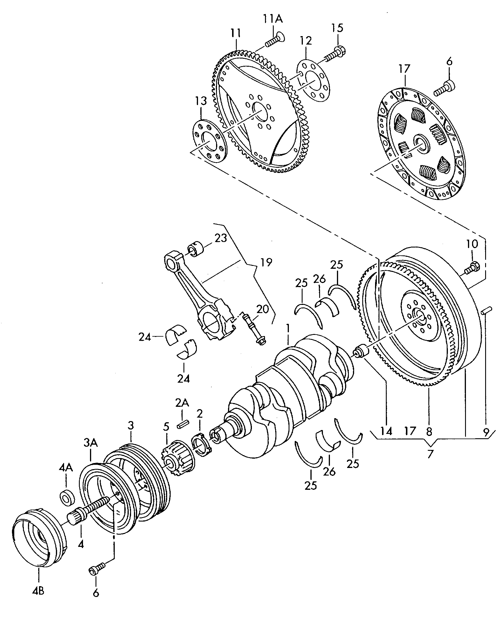 crankshaft; conrod; bearings - Audi A6/S6/Avant quattro(A6Q)  