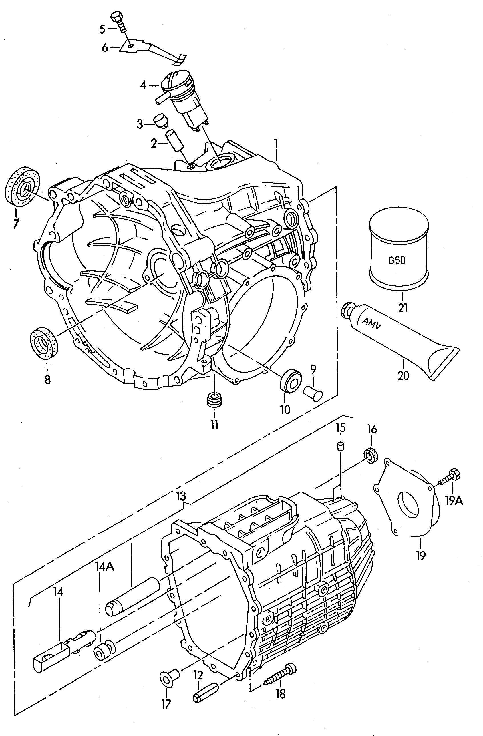 Getriebegehaeuse; fuer 5-Gang Schaltgetriebe - Audi 80/90/Avant(A80)  