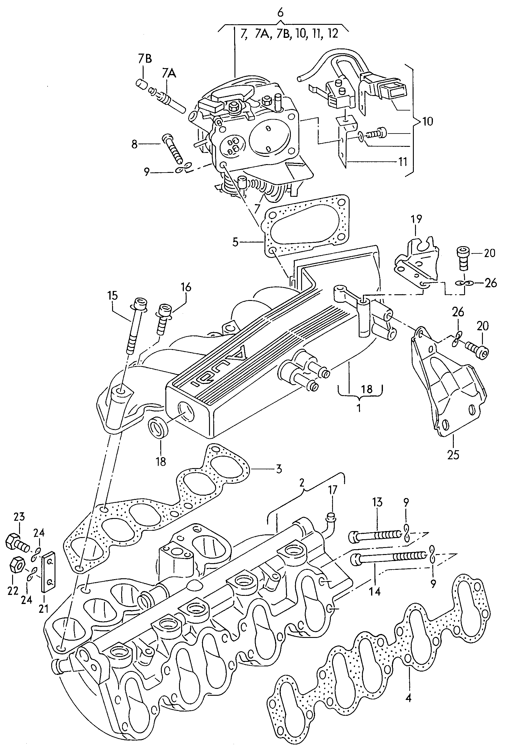 tubuladura mariposa gases; boca de aspiracion - Audi 80/90/Avant(A80)  