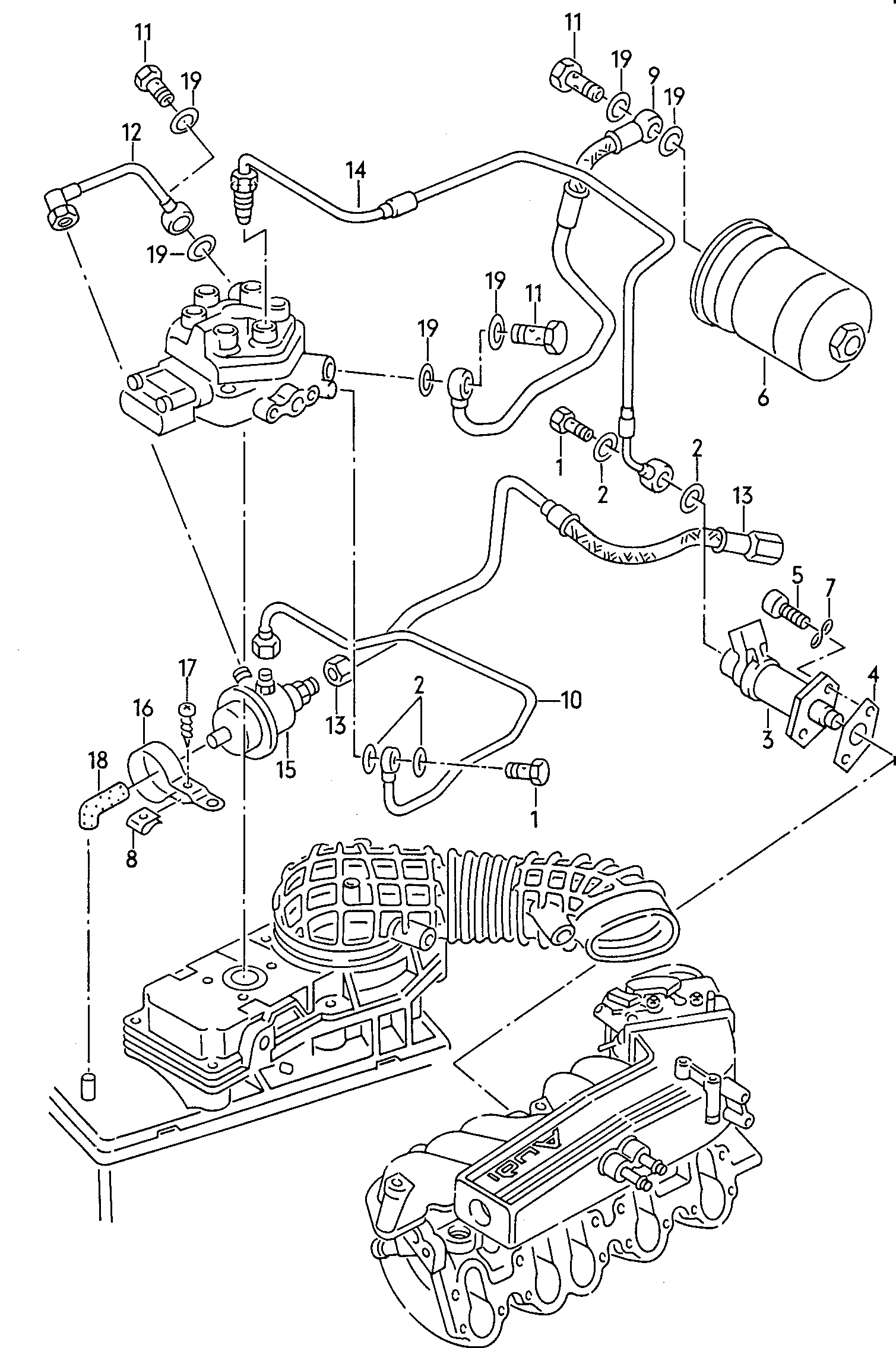 cold start valve; fuel pipe - Audi 80/90/Avant(A80)  