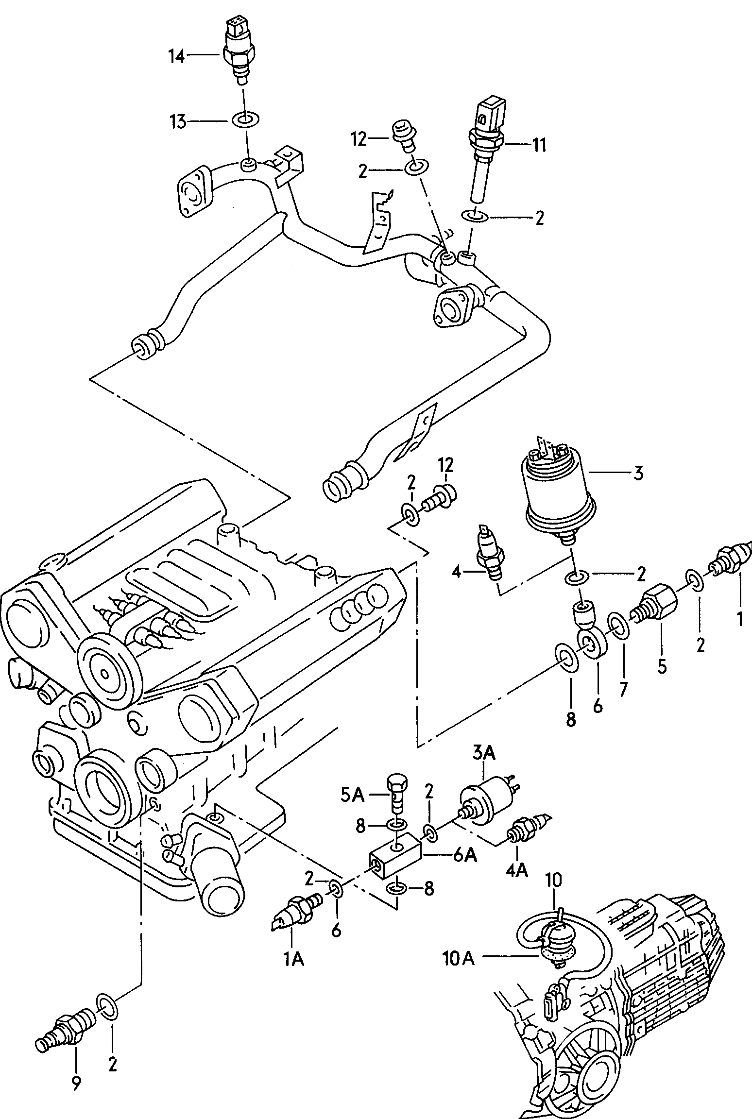 Oeldruckschalter; Thermoschalter; Temperaturgeber - Audi 80/90/Avant quattro(A80Q)  
