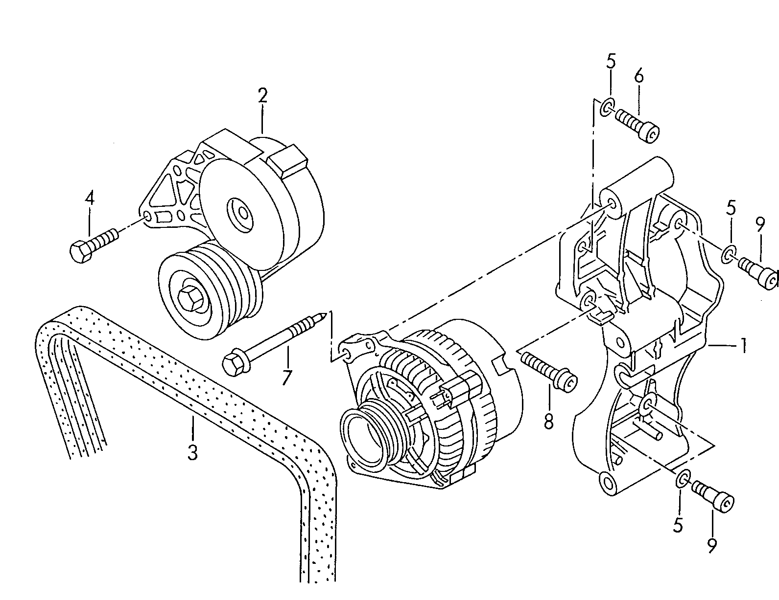 connecting and mounting parts
for alternator; pol... - Sharan/syncro/4Motion(SHA)  