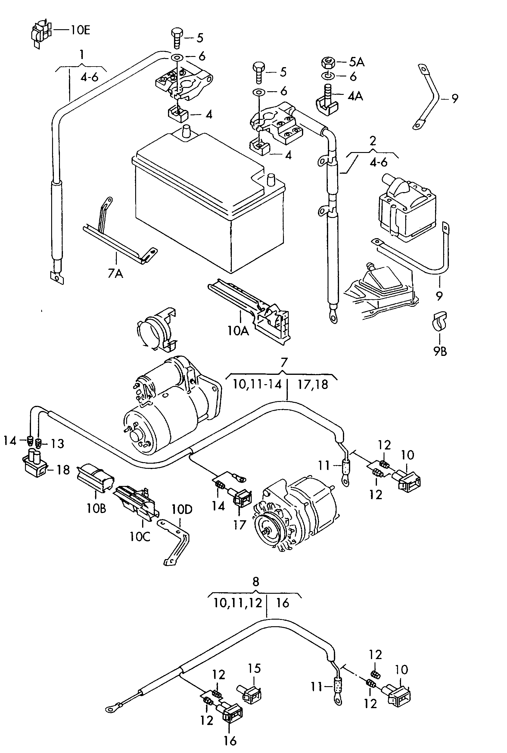 wiring set for battery + - Caddy(CA)  