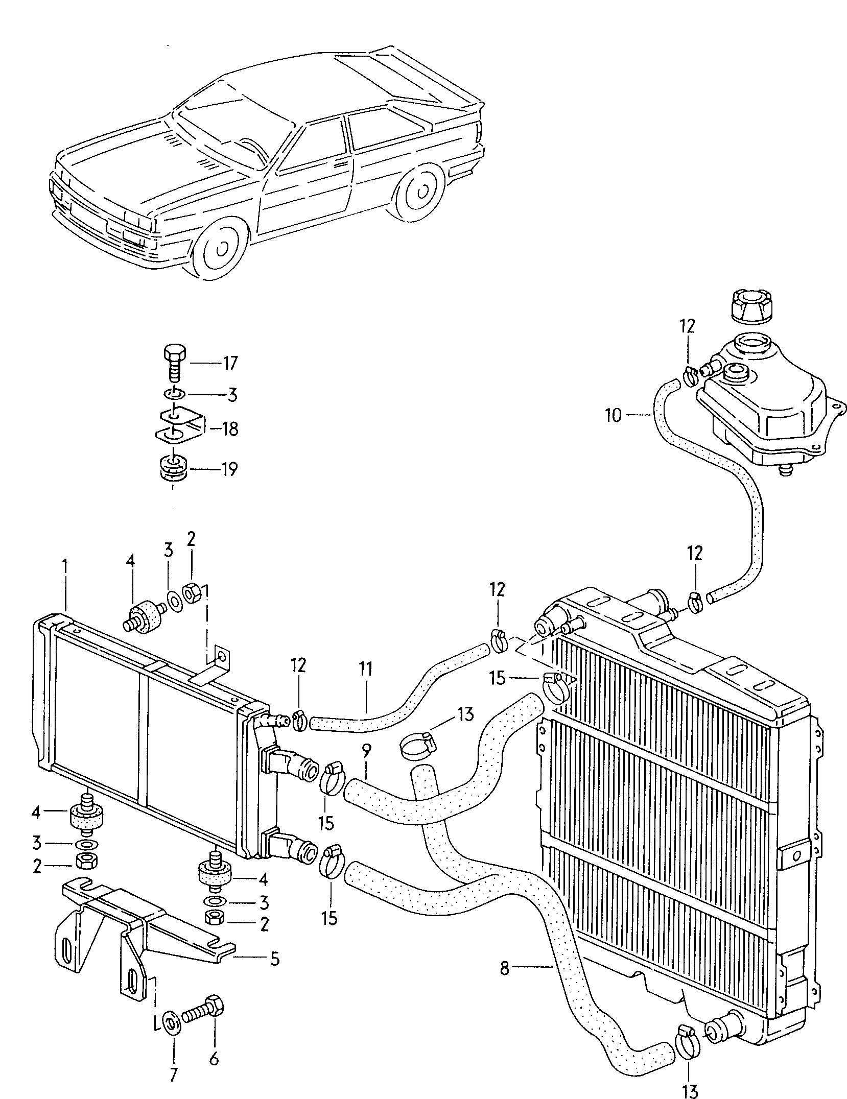 additional cooler for coolant; coolant hose - Audi quattro/Sport(AQS)  