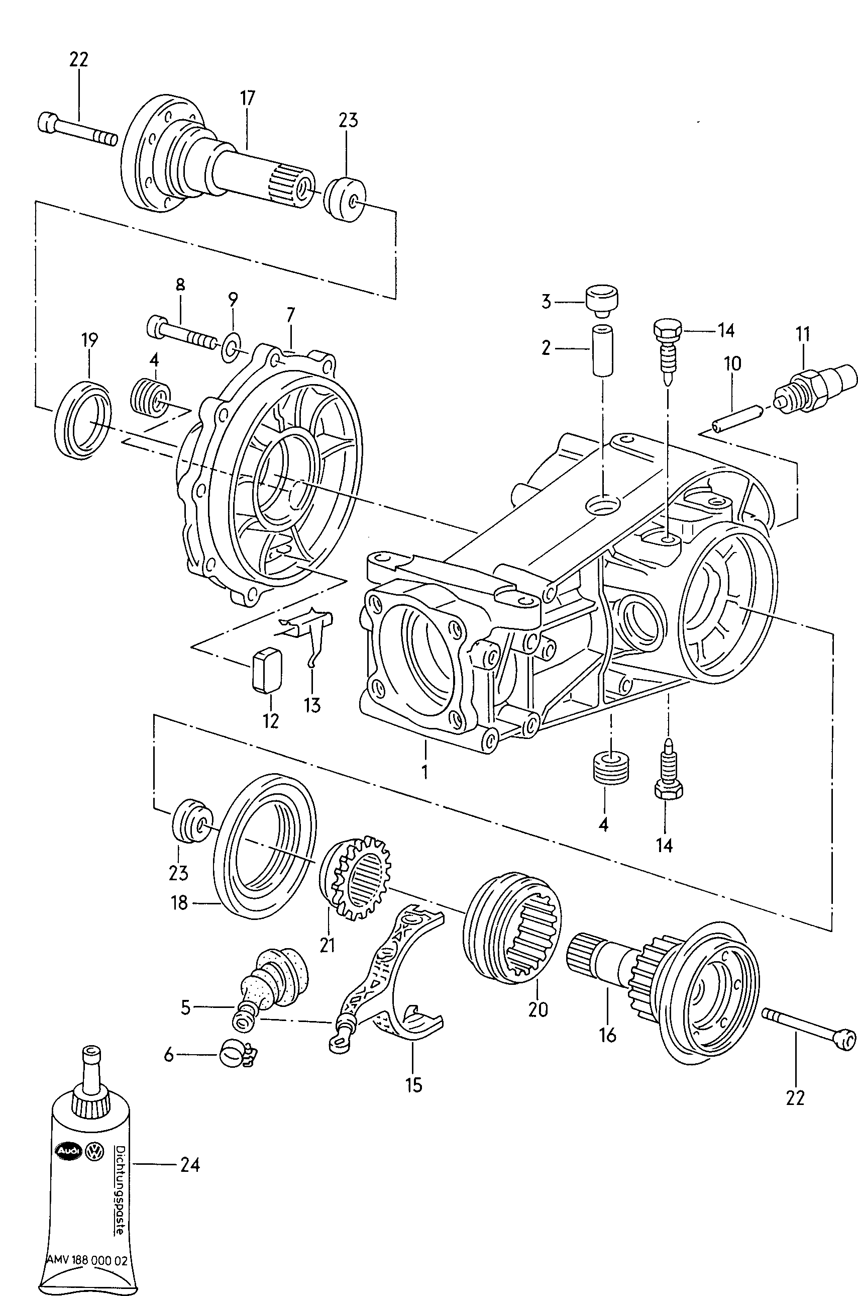 rear axle housing; limited slip differential - Audi Coupe quattro(ACOQ)  