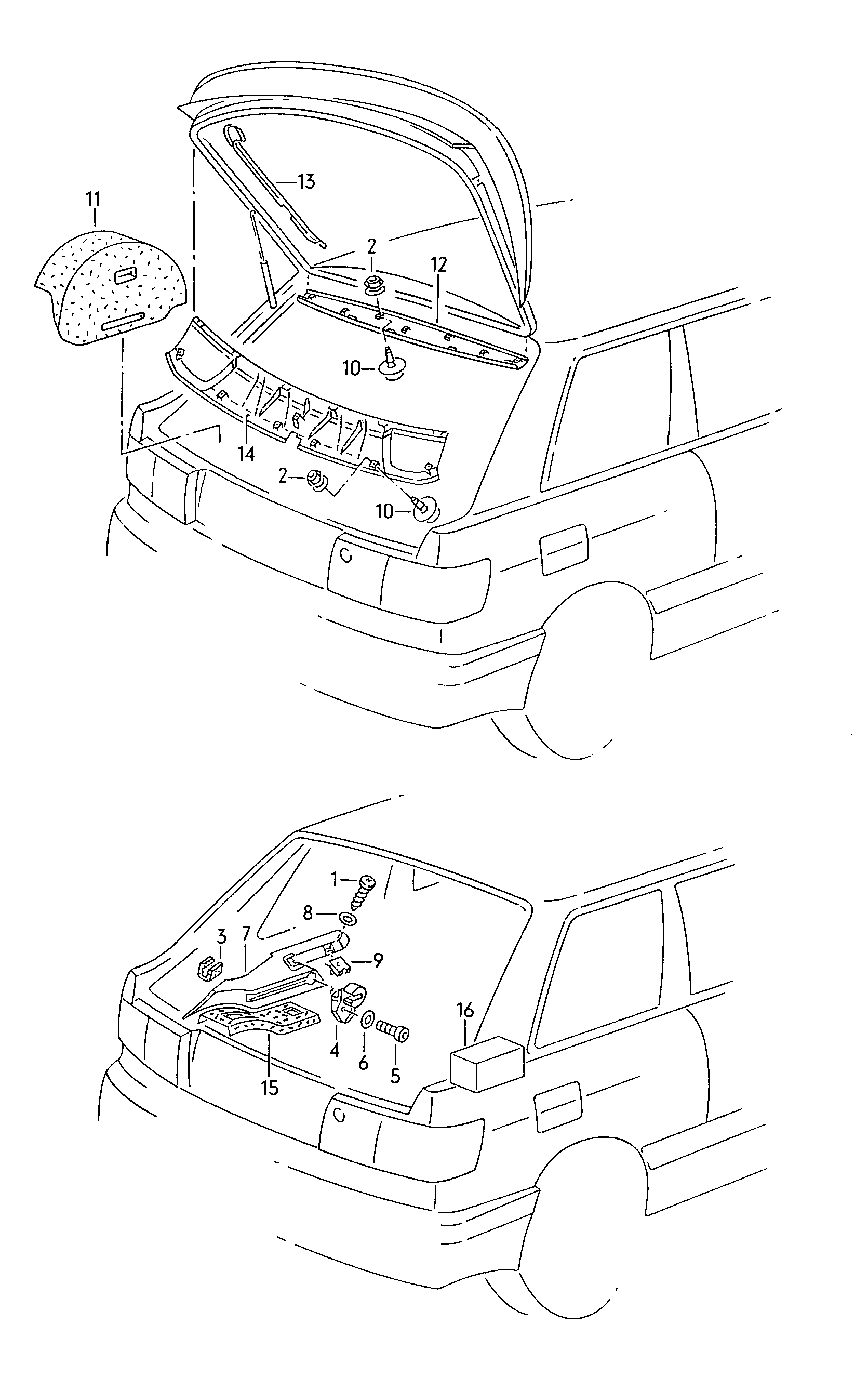 rear lid trim panel; spare wheel trim - Audi Coupe quattro(ACOQ)  