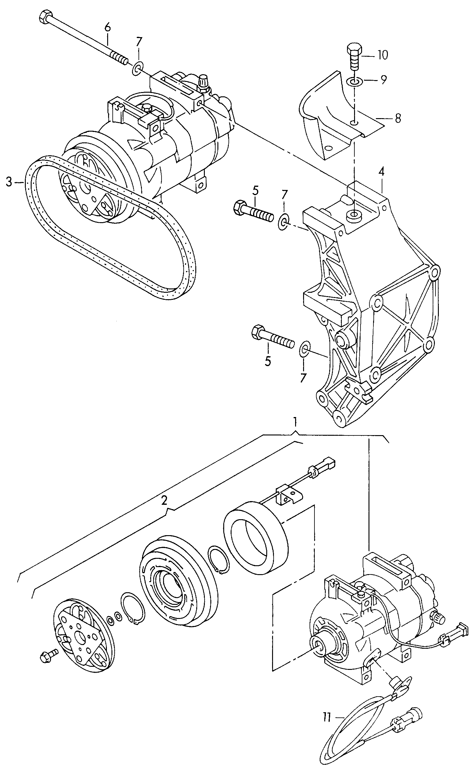 a/c compressor; connecting and mounting parts
for... - Audi A4/Avant(A4)  