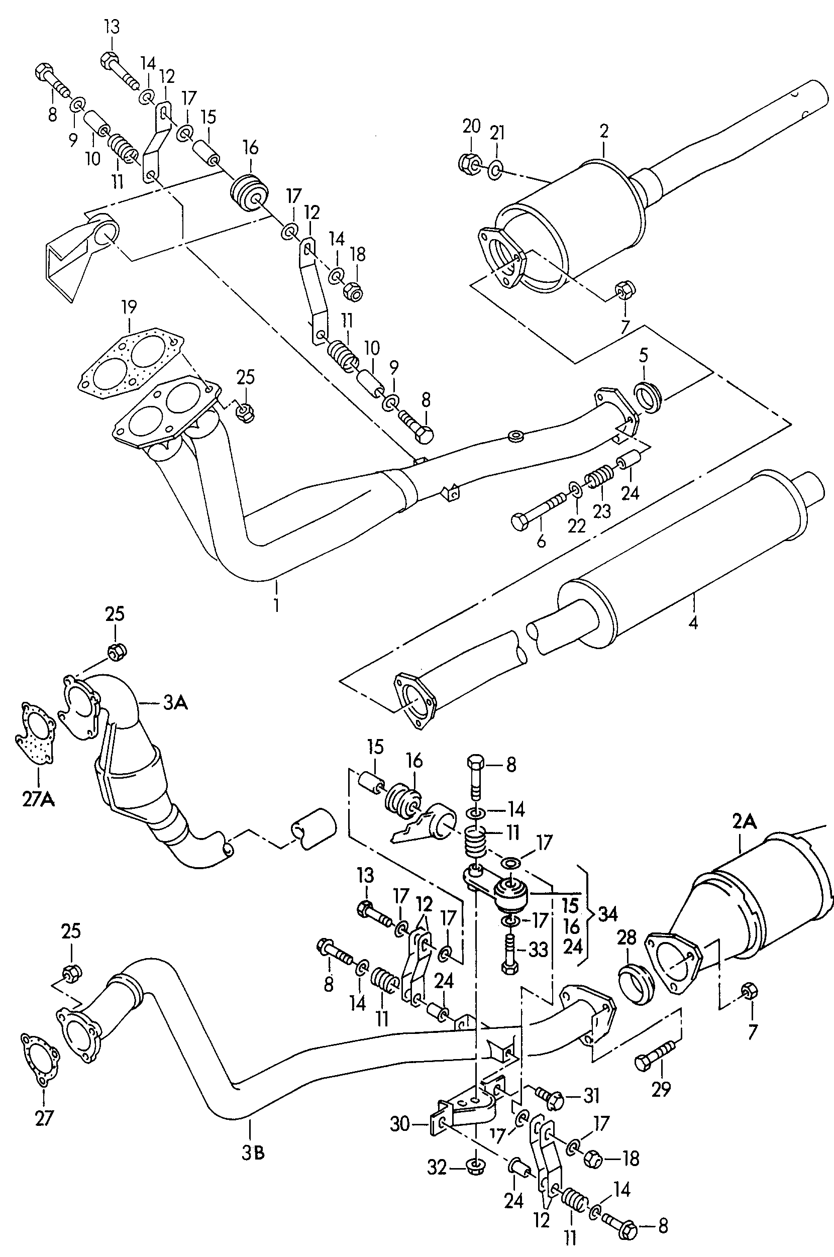 排气管; 尾气催化净化器; 前消音器 - Audi A6/Avant(A6)  