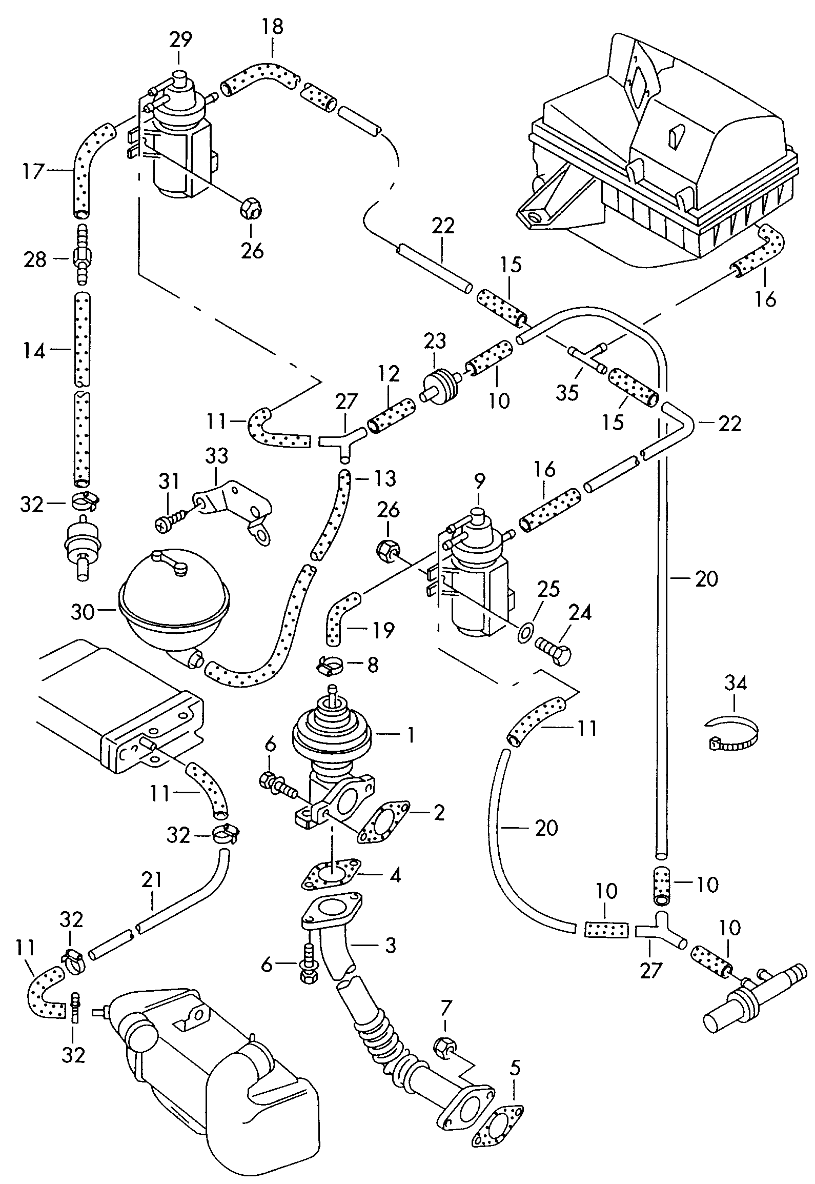 Вакуумная система; Рециркуляция ОГ - Audi A4/Avant(A4)  