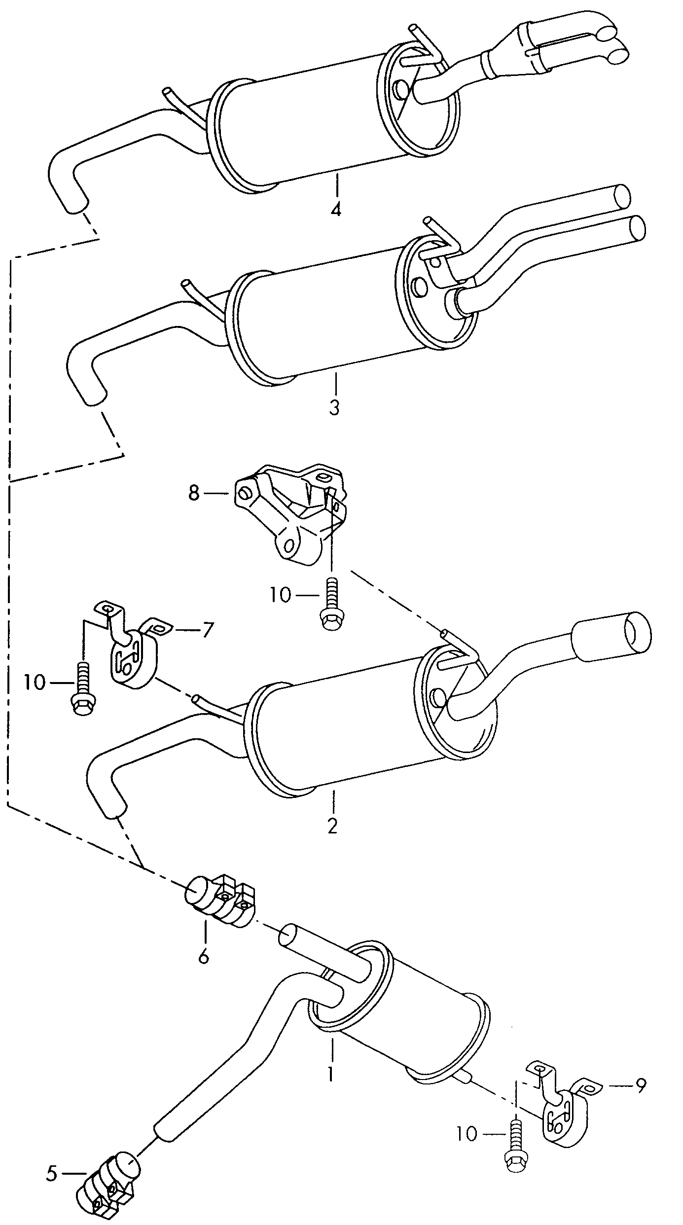 centre silencer; rear silencer - Audi A4/Avant(A4)  