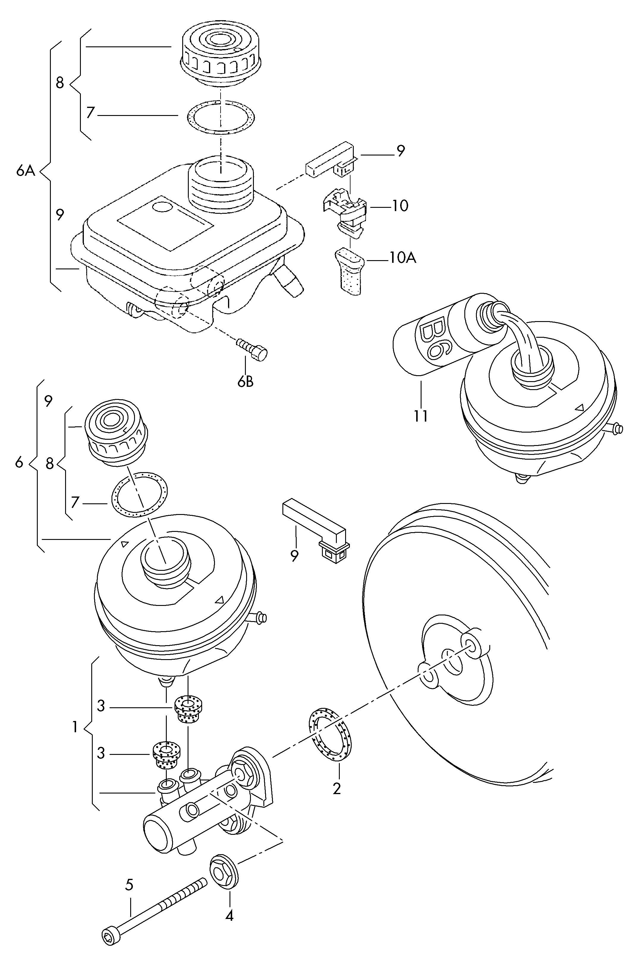 tandem brake master cylinder; reservoir - Audi A4/Avant(A4)  