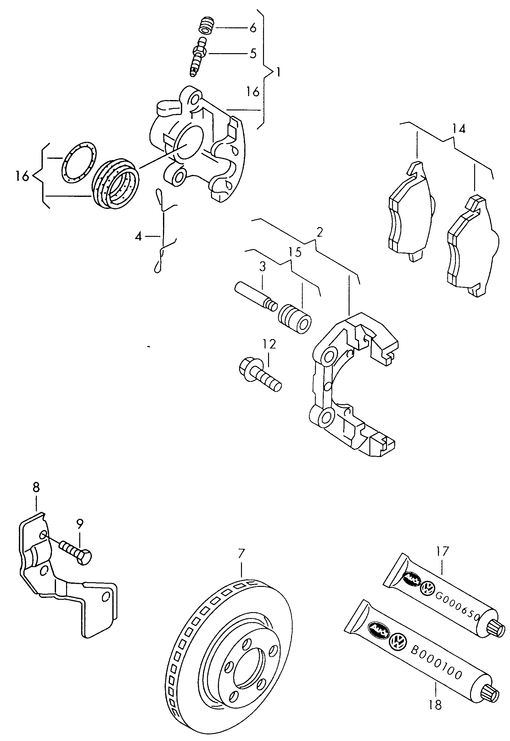 floating caliper brake; brake caliper housing; bra... - Audi A4/Avant(A4)  