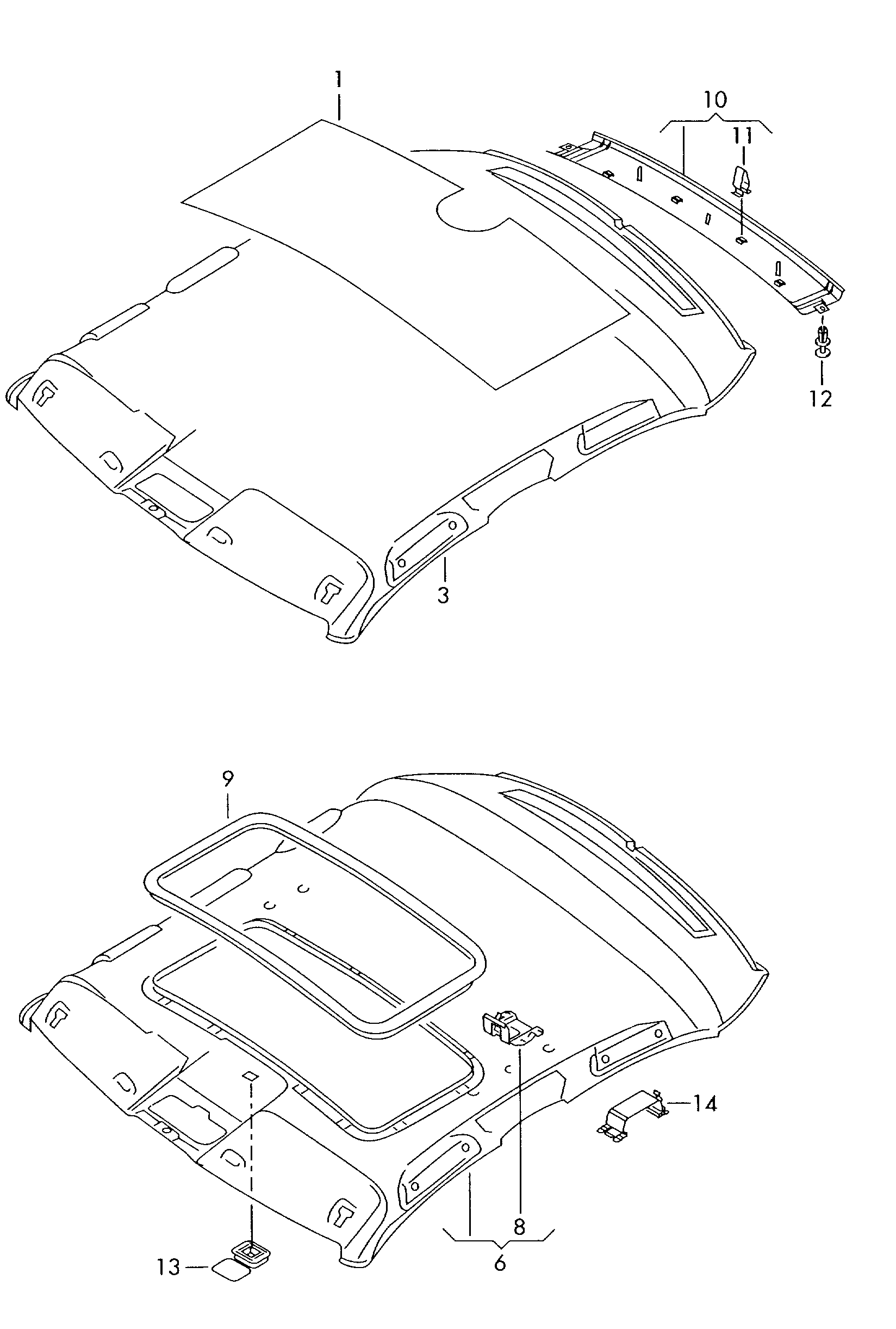 ciel de pavillon; insonorisant p. pavillon - Audi A4/Avant(A4)  