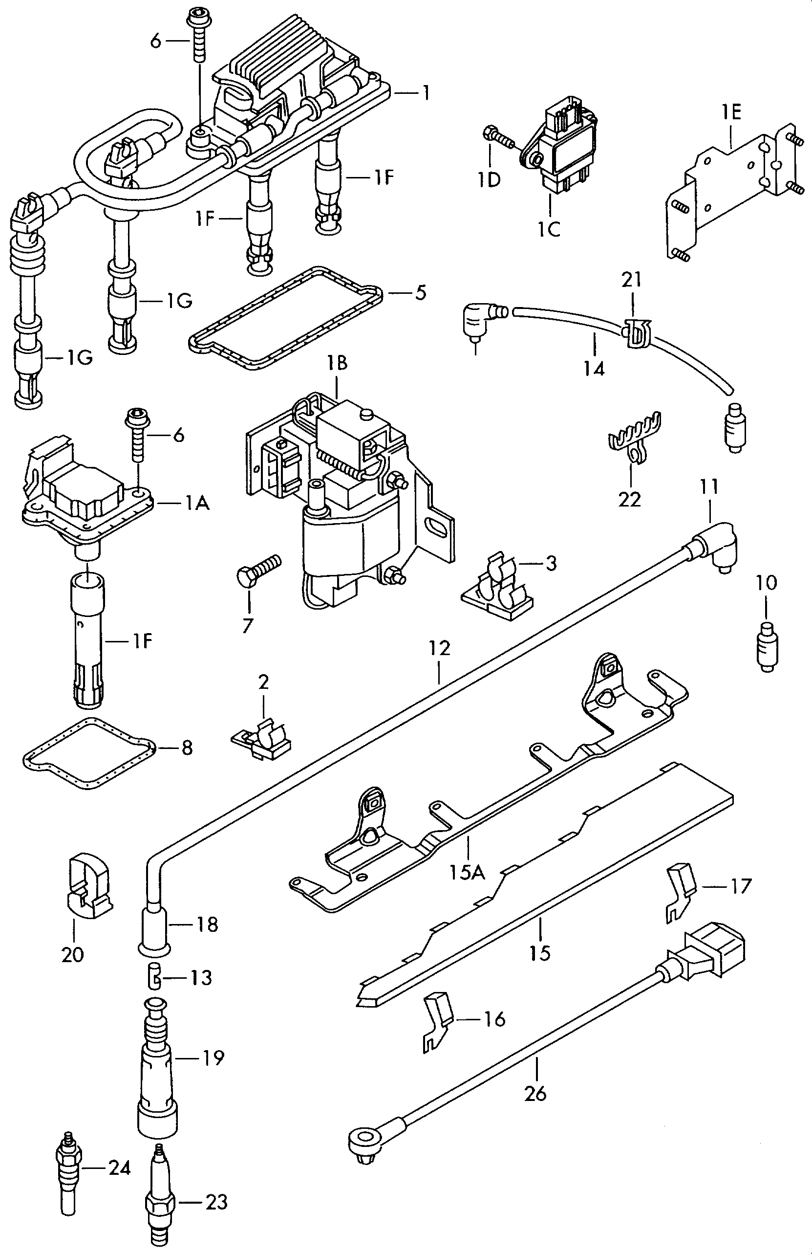 ignition transformer; ignition lead; spark plug; g... - Audi A4/Avant(A4)  