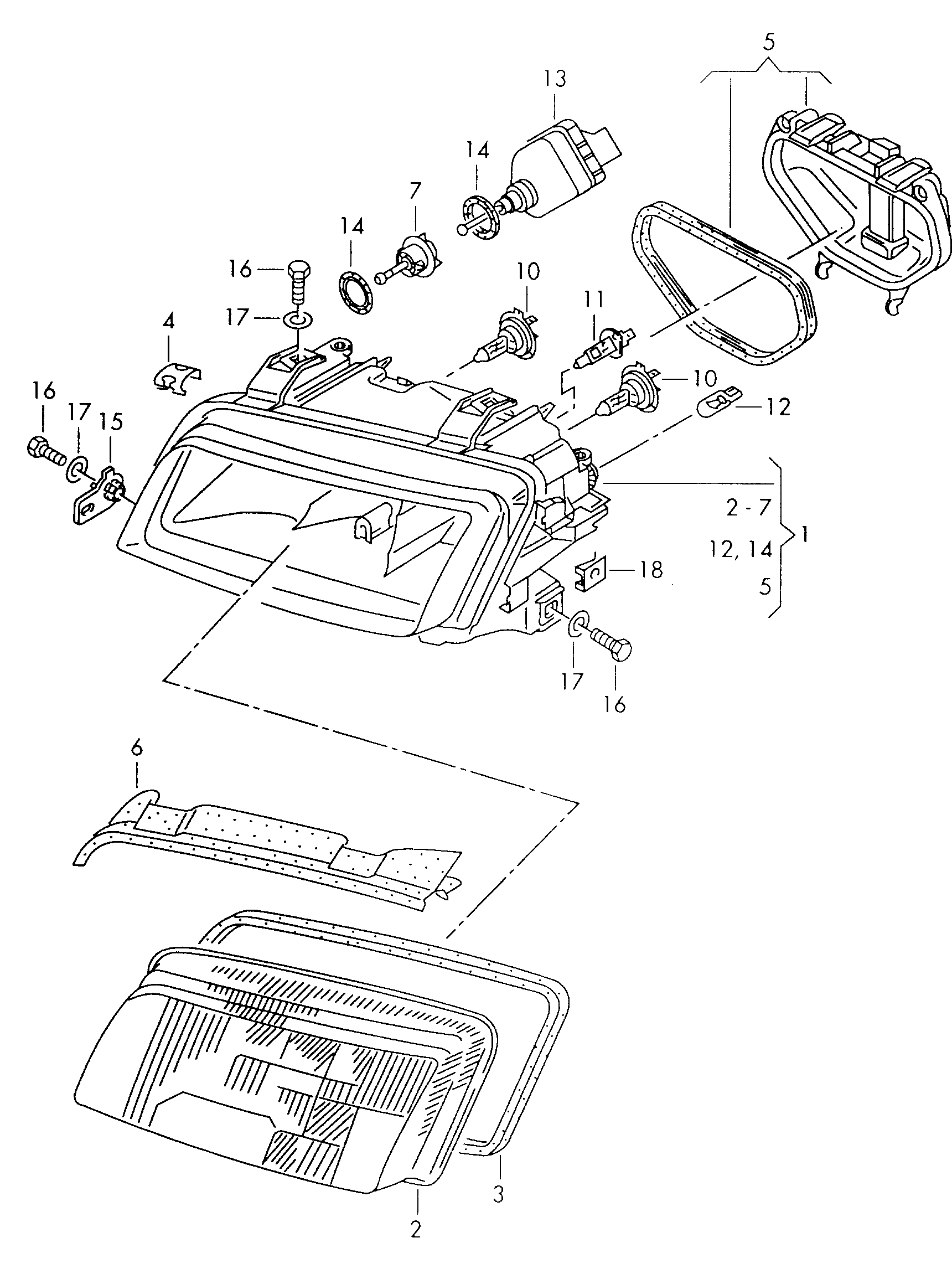 Halogendreifachscheinwerfer - Audi A4/Avant(A4)  