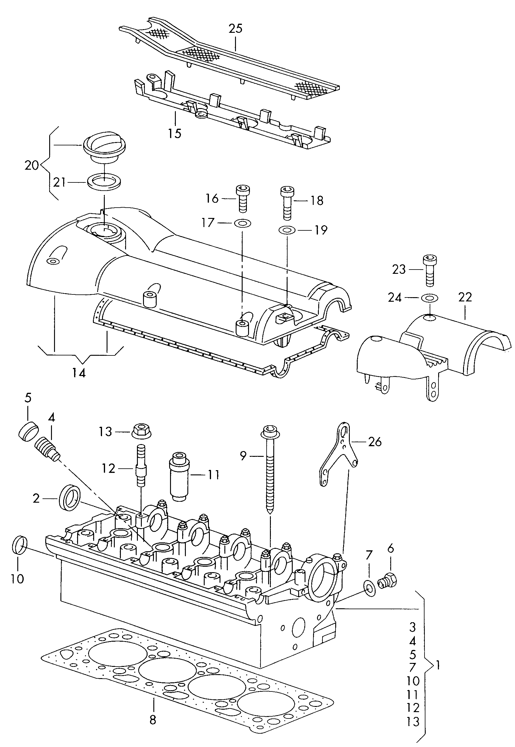 cilinderkop; klepdeksel - Polo/Derby/Vento-IND(PO)  