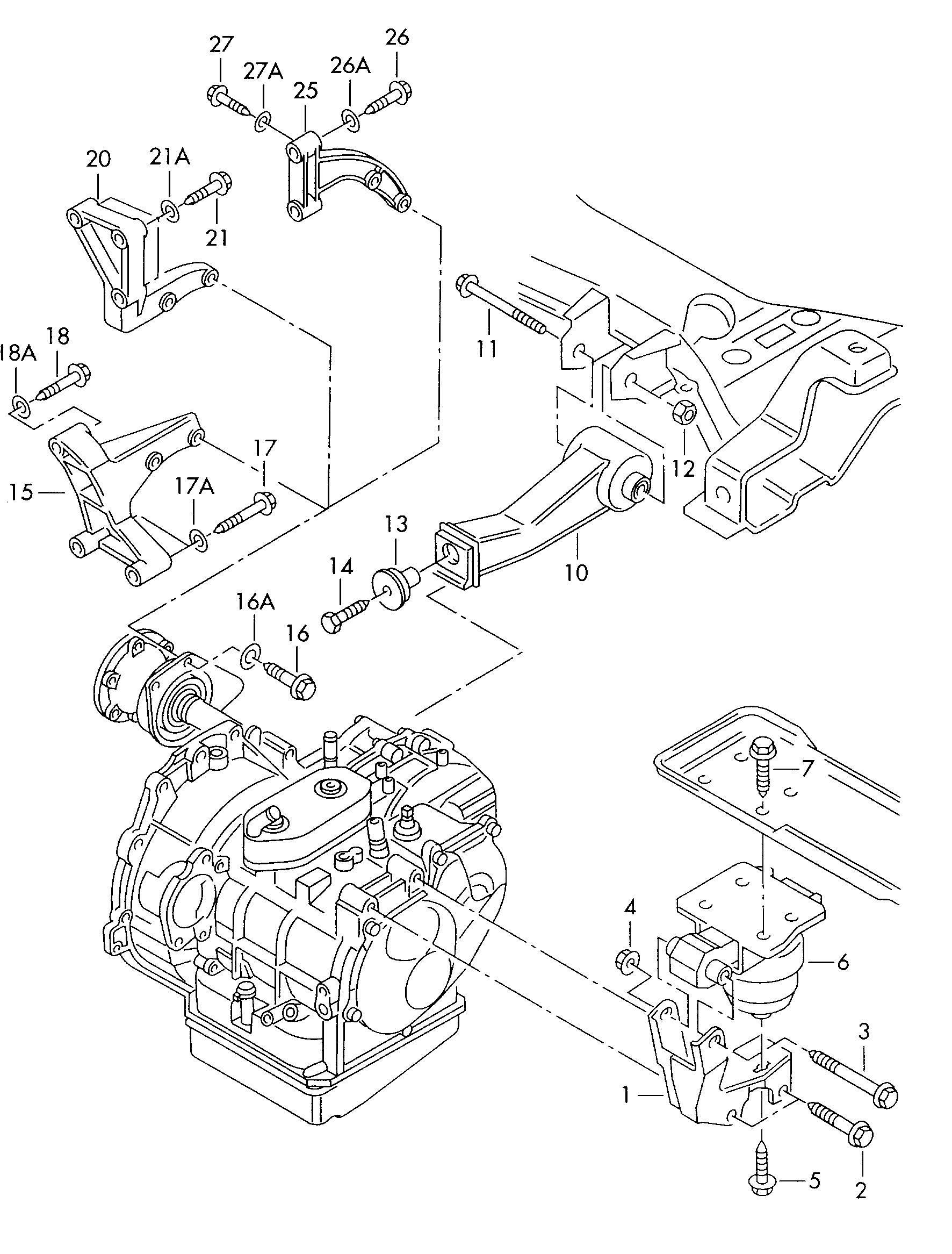 变速箱固定件; 4档自动变速箱 - Alhambra(AL)  