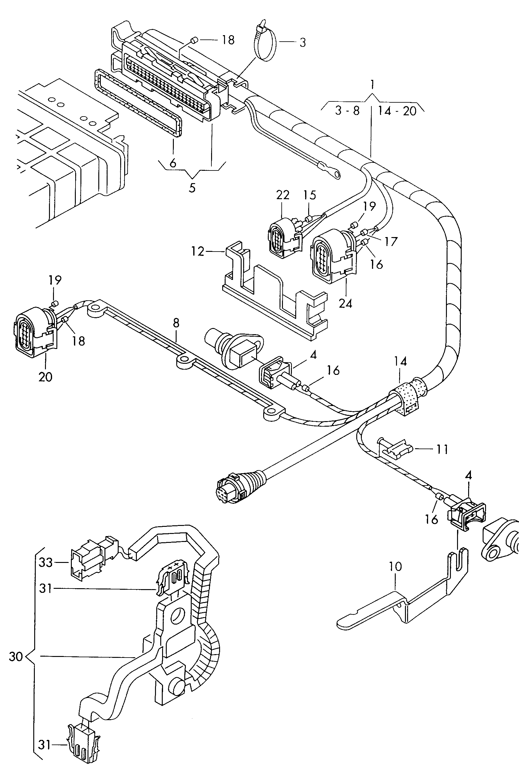 适配接头导线束; 换档杆; 用于自动变速器 - Alhambra(AL)  