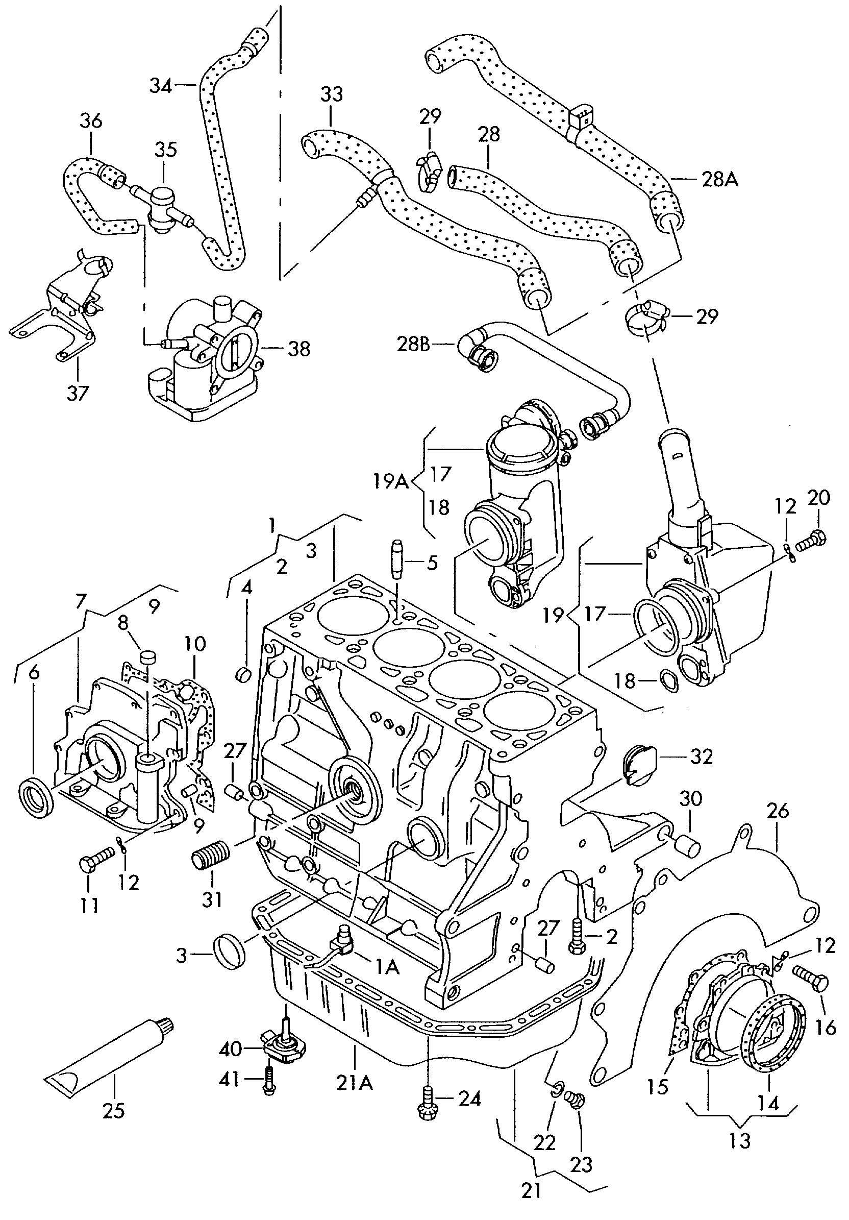 cylinder block with pistons; oil sump - Octavia(OCT)  
