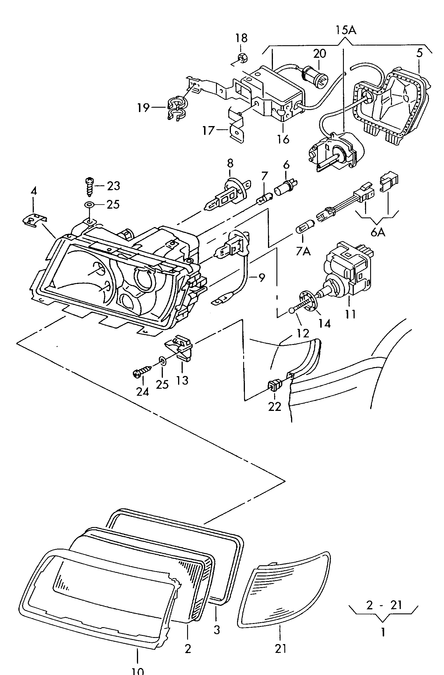 ハロゲントリプルヘッドライト;
ガスディスチャージランプ付き; (右側通行 のみ) - Audi A6/S6/Avant quattro(A6Q)  