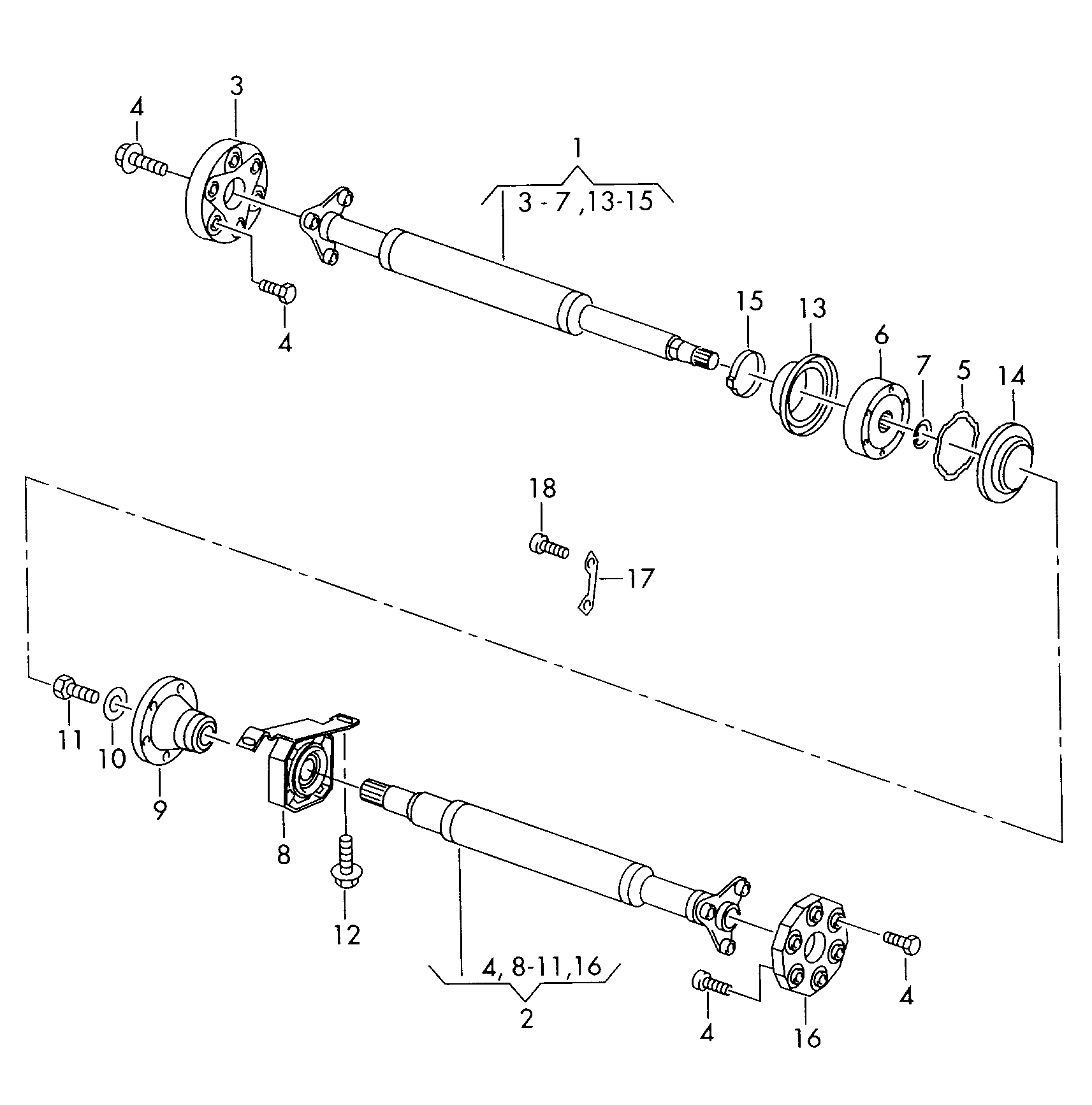 hridel spojovaci 2-dilny s
vnitrnim loziskem - Sharan/syncro/4Motion(SHA)  