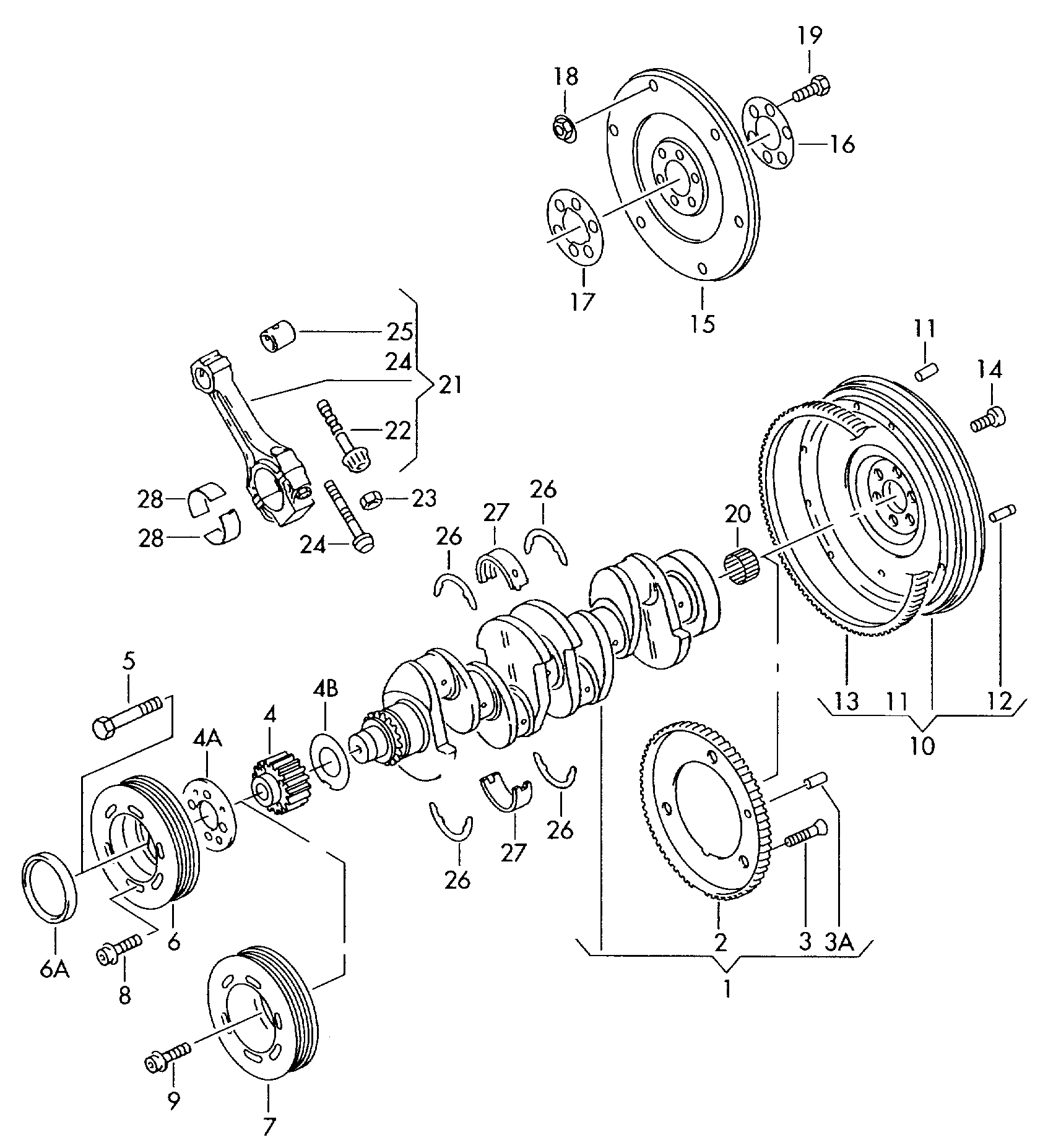 crankshaft; conrod; bearings - Audi A3/S3/Sportb./Lim./qu(A3)  