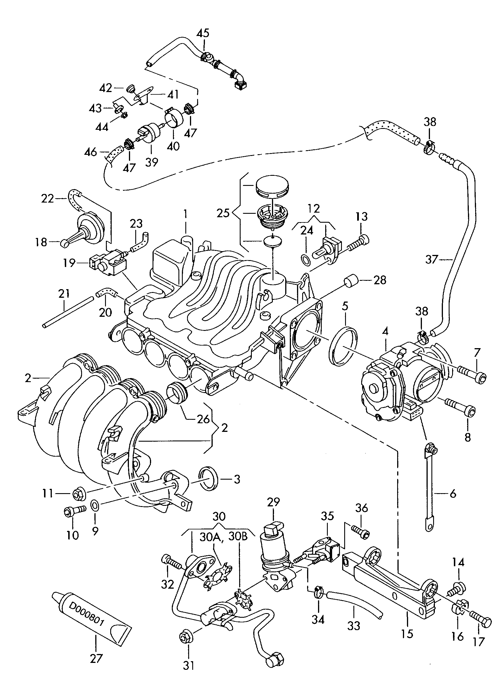 throttle valve control element; vacuum system; int... - Audi A3/S3/Sportb./Lim./qu(A3)  