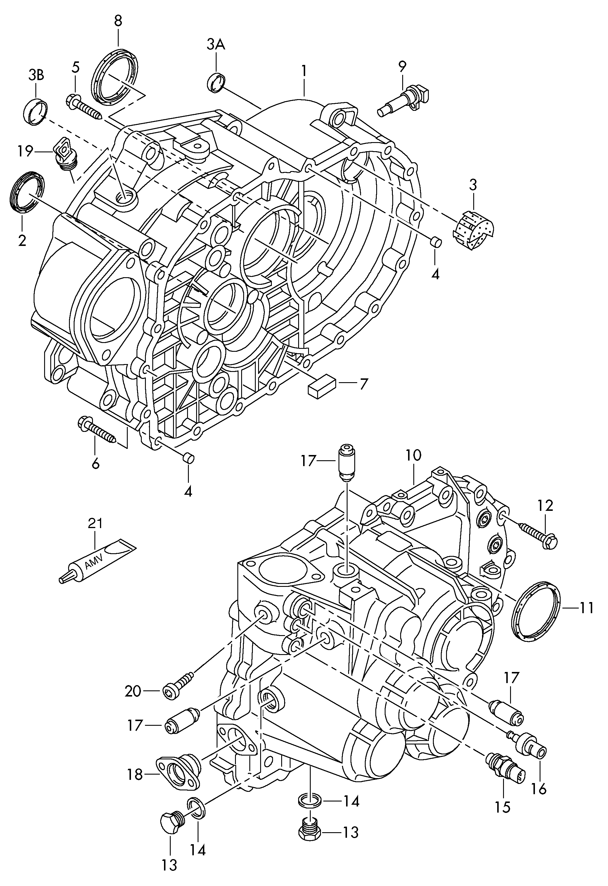 gear housing; 6-speed manual transmission; for fou... - Audi A3/S3/Sportb./Lim./qu(A3)  