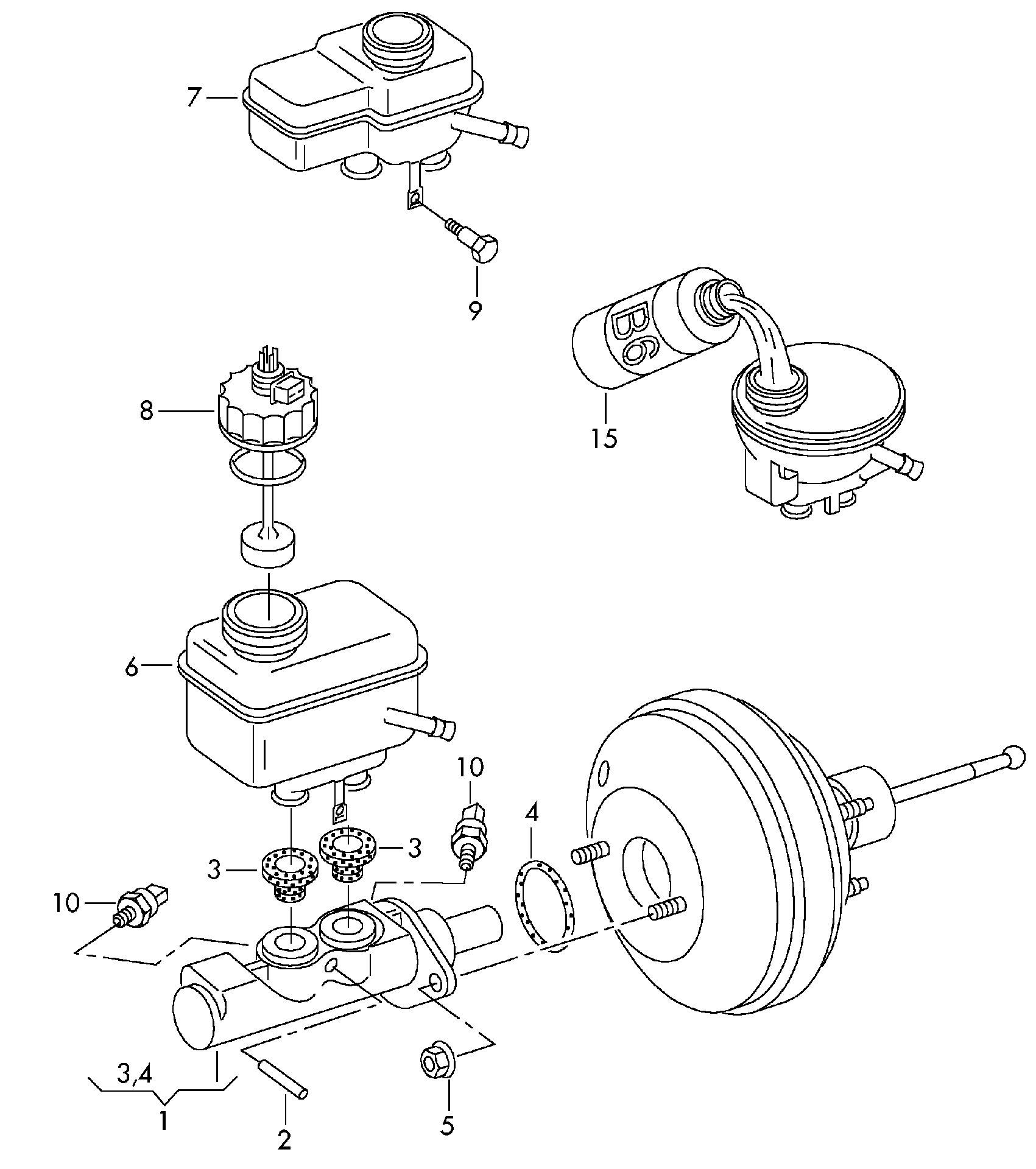 brake master cylinder; reservoir; F             >>... - Audi A3/S3/Sportb./Lim./qu(A3)  