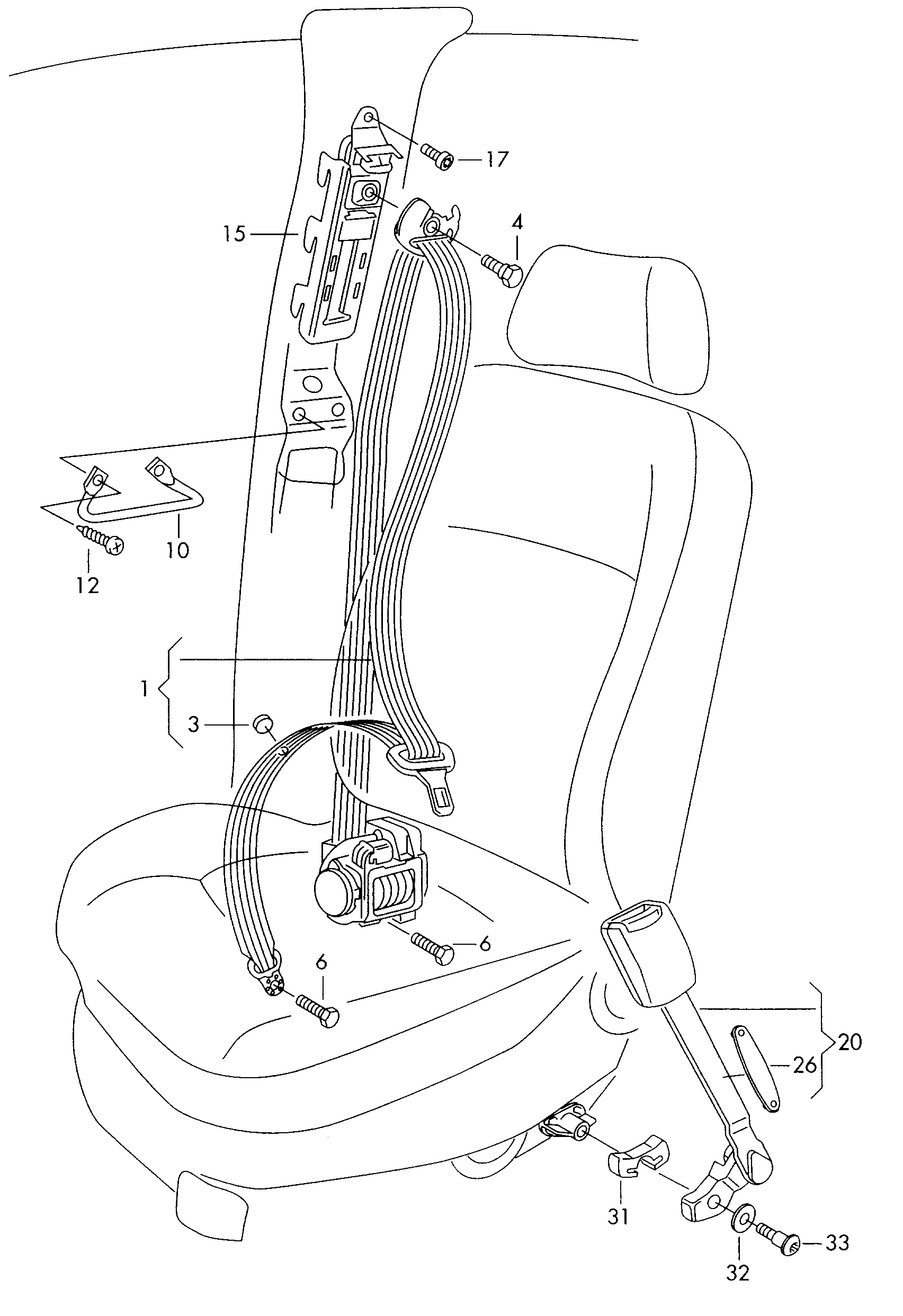 three-point safety belt - Audi A2(A2)  