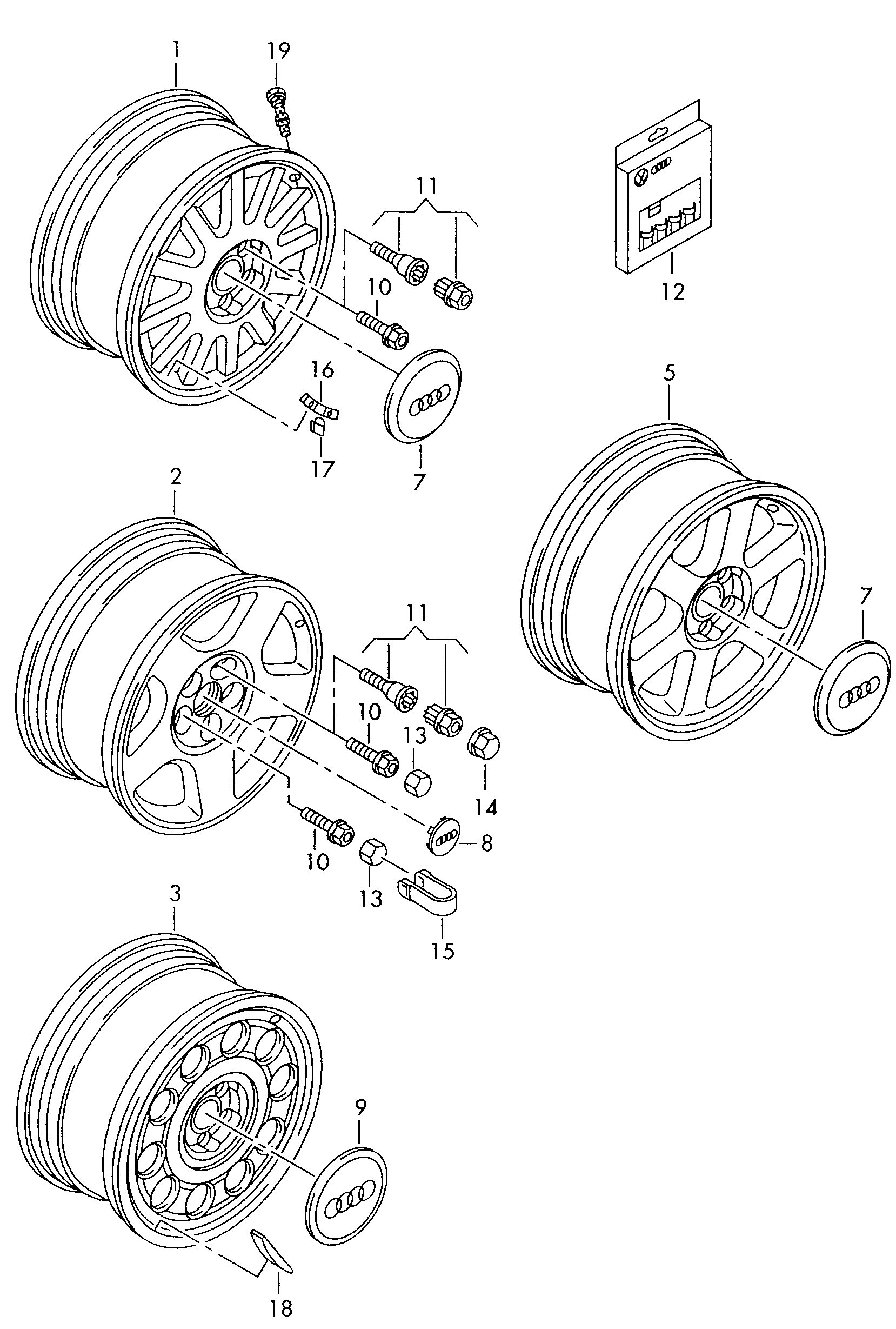 平衡重
（自粘式）; 用于铝质轮圈 - Audi A3/S3/Sportb./Lim./qu(A3)  