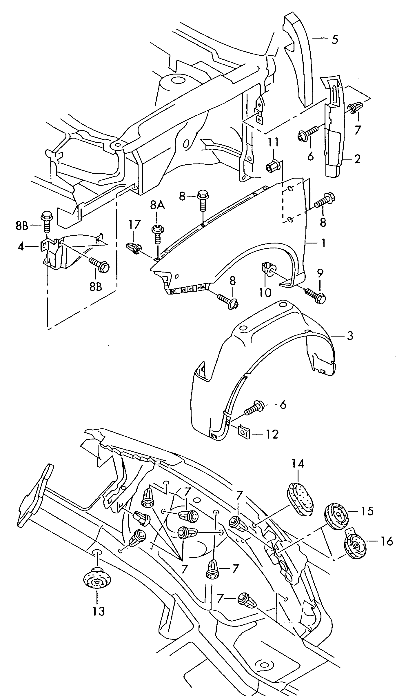 aile; coquille passage roue-plastiqu - Audi A3/S3/Sportb./Lim./qu(A3)  