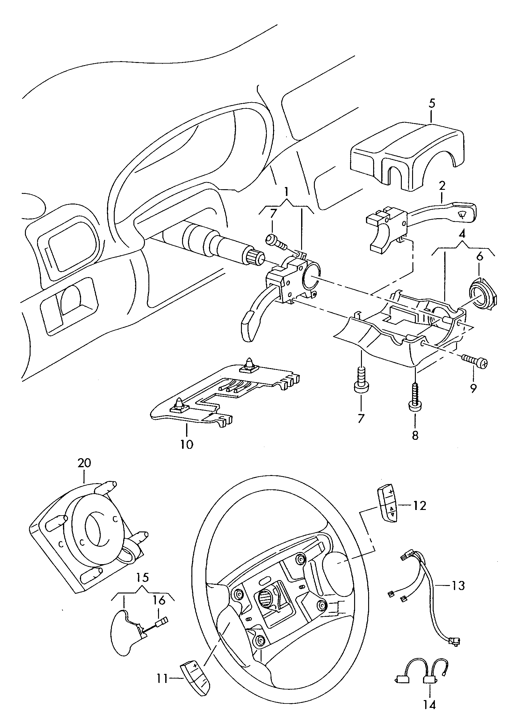 steering column switch
and trim - Audi A2(A2)  