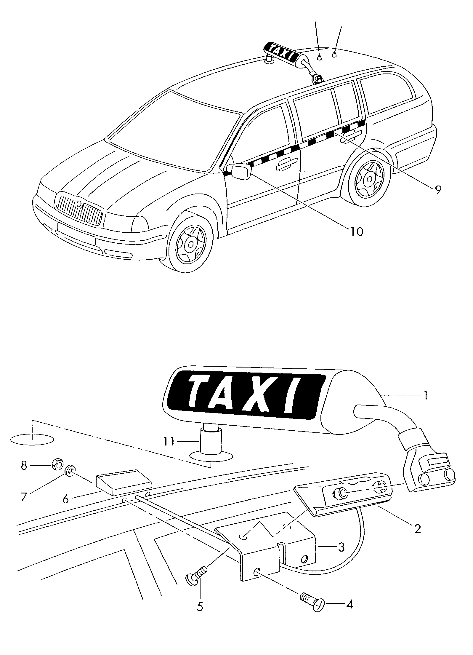 Taxi-Ausstattung; Schriftzug - Octavia(OCT)  