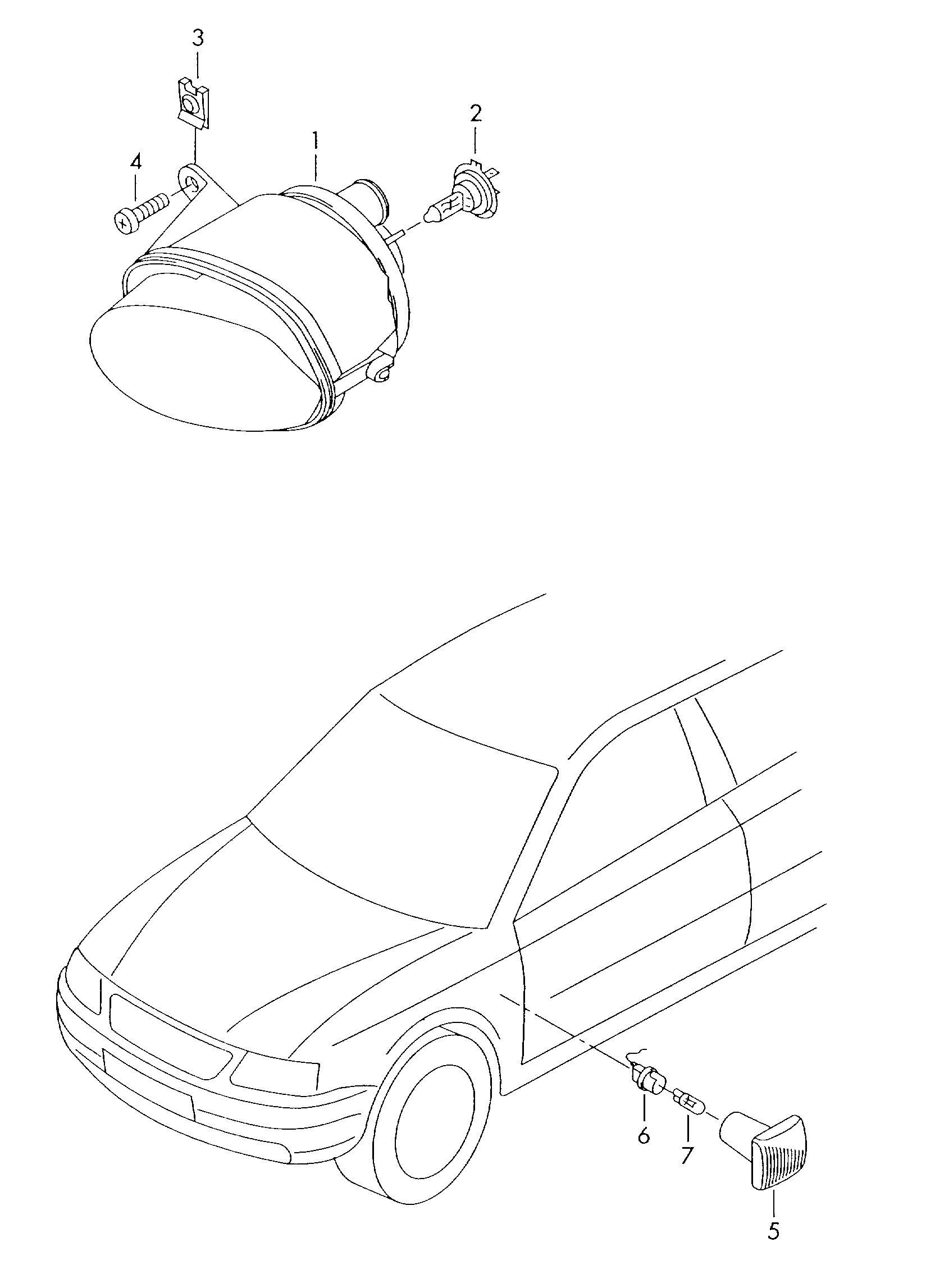 Галоген. противотуманная фара; Фонарь указателя по... - Audi S3(AS3)  