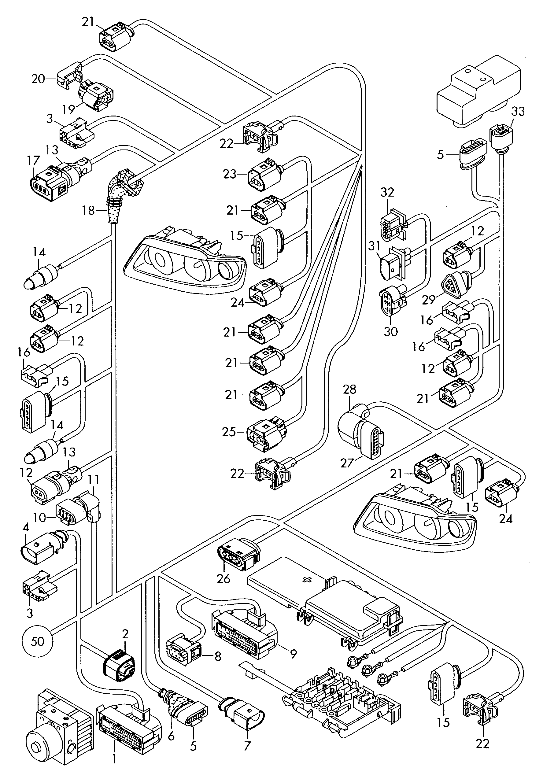 central wiring set; area: - Audi A3/S3/Sportb./Lim./qu(A3)  