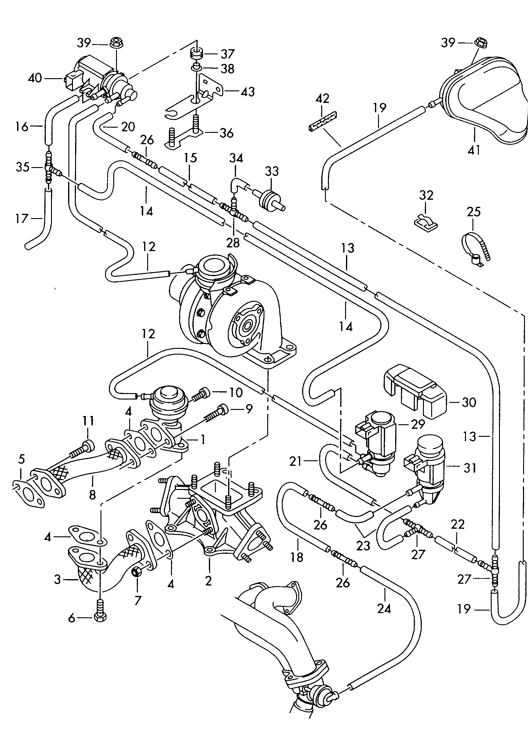 Вакуумная система; Рециркуляция ОГ - Audi A4/Avant(A4)  