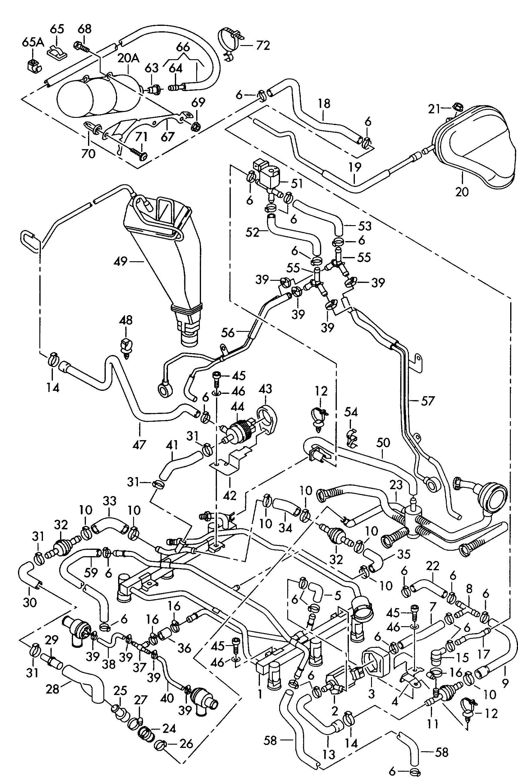 Unterdruckanlage; Aktivkohlefilteranlage - Audi A6/S6/Avant quattro(A6Q)  