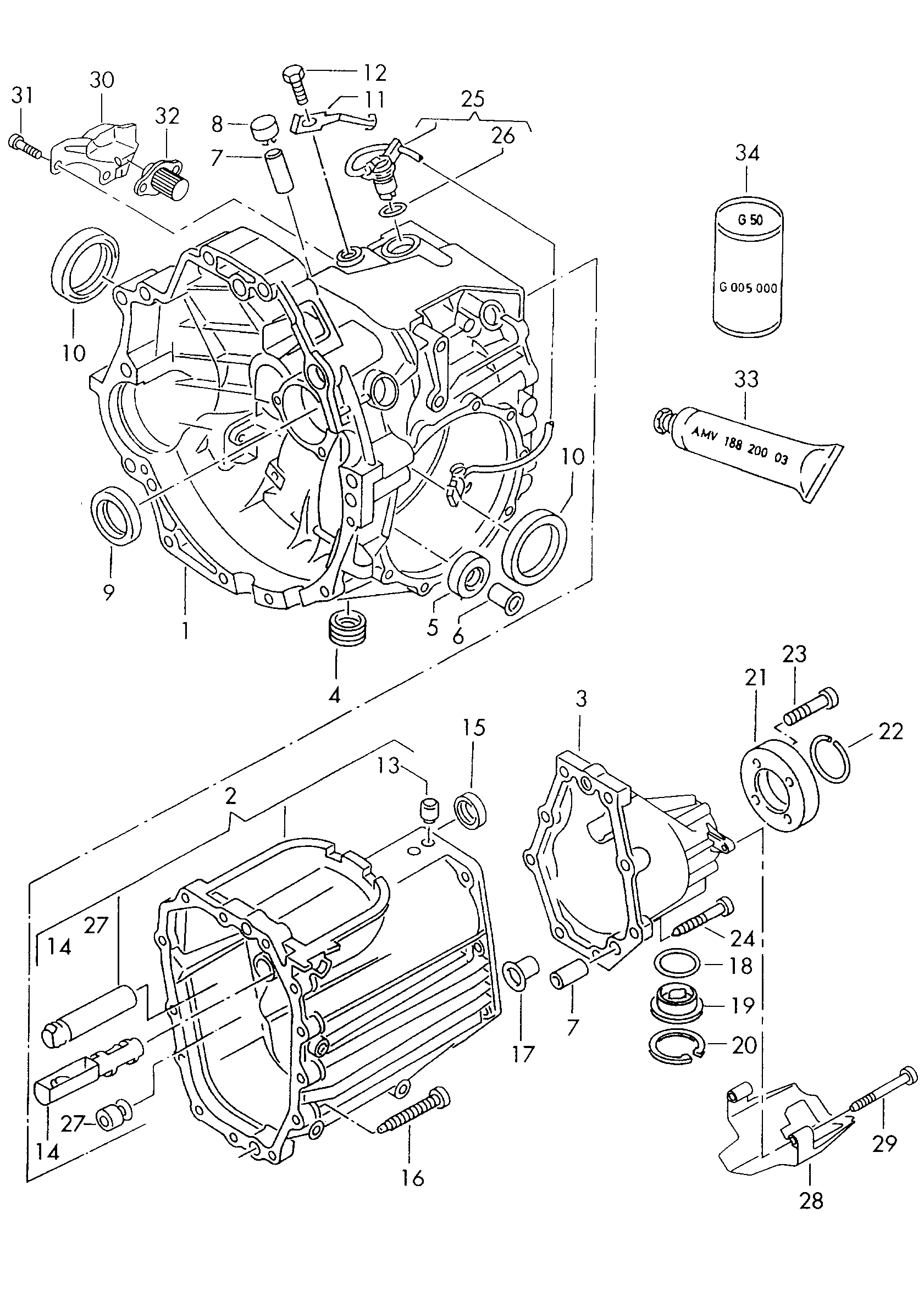gear housing; 5-speed manual transmission - Audi A4/Avant(A4)  