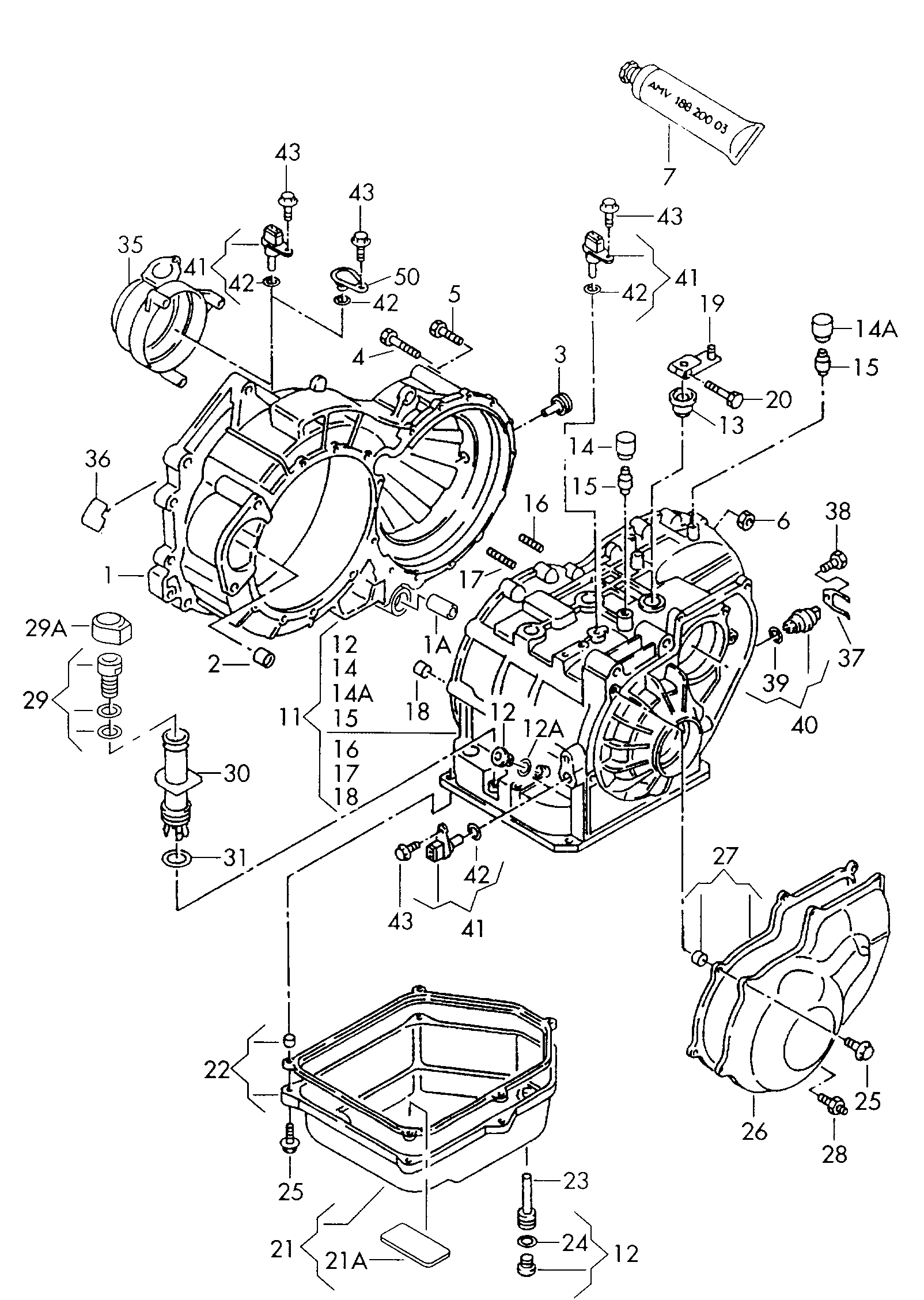 gear housing; for 4-speed automatic gearbox - Transporter(TR)  