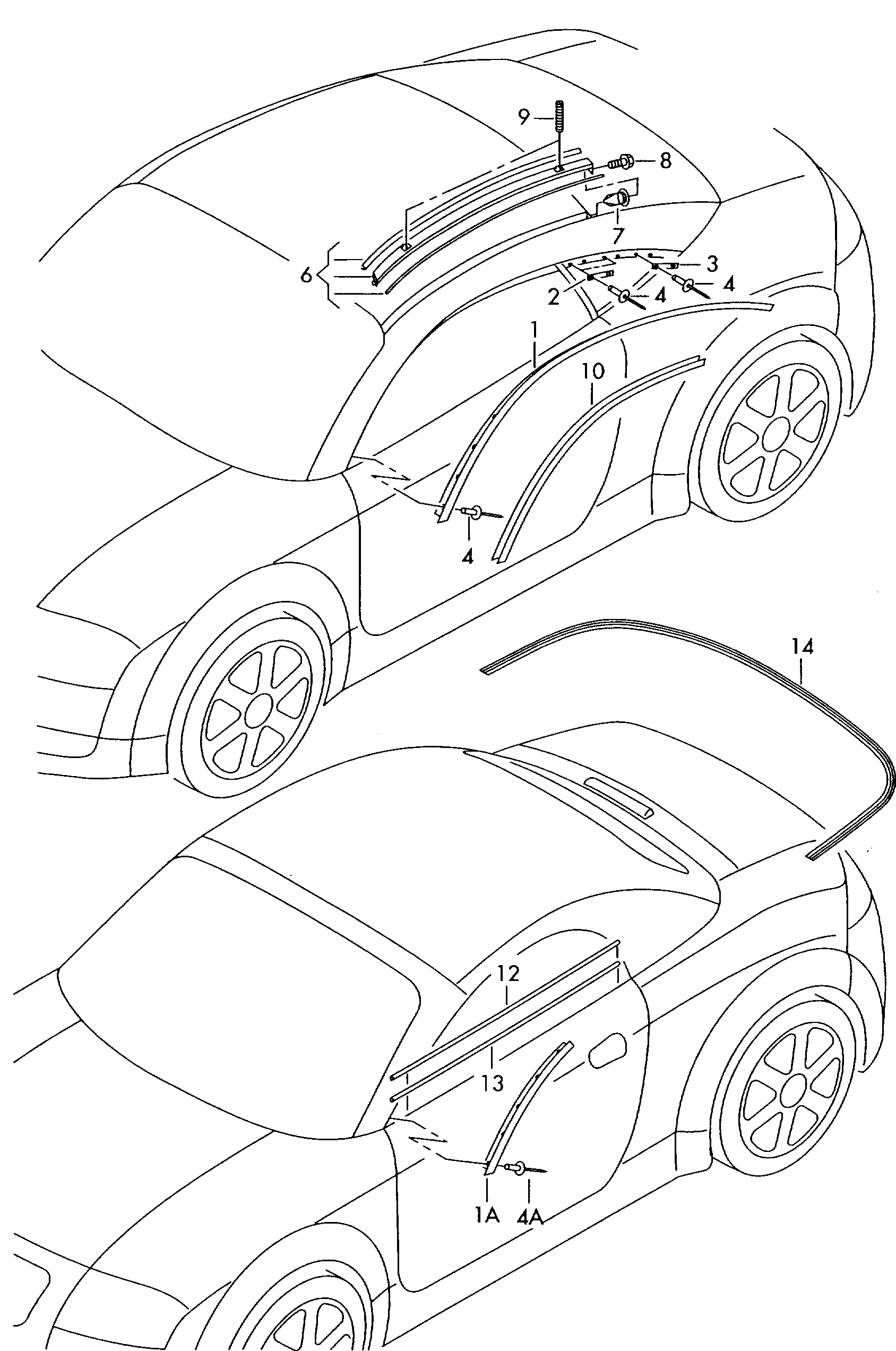 moldings - roof; cover trim - Audi TT/TTS Coupe/Roadster(ATT)  
