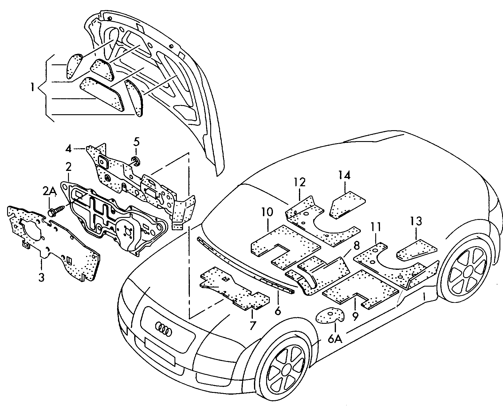 sound absorber for flap; sound absorber for floor,... - Audi TT/TTS Coupe/Roadster(ATT)  