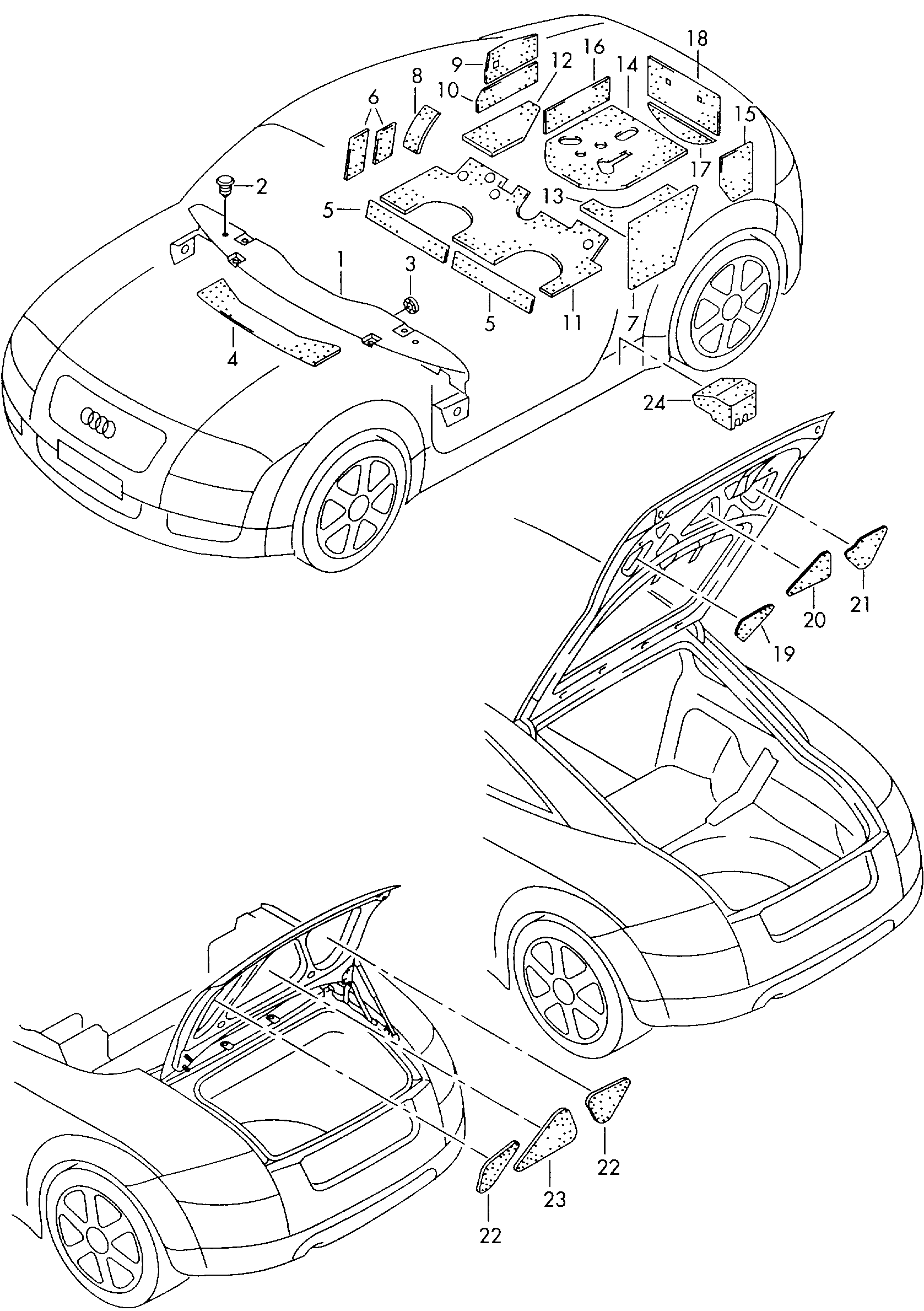 insulation for floor; sound absorber for side pane... - Audi TT/TTS Coupe/Roadster(ATT)  