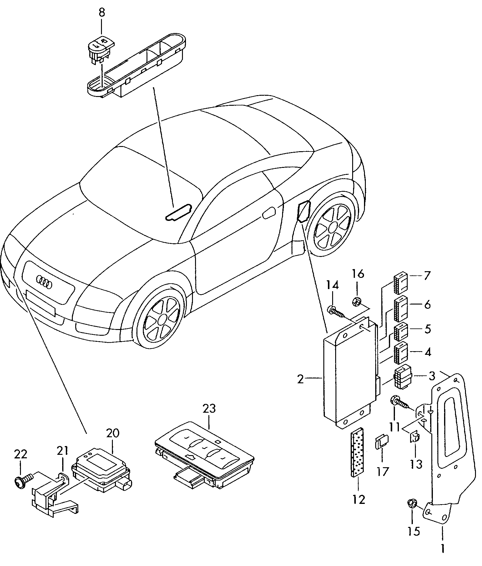 Steuergeraet fuer
Garagentoroeffnung - Audi A4/S4 Cabrio./qu.(AA4C)  
